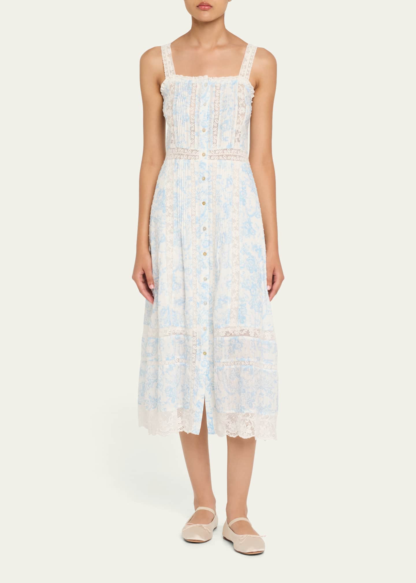 LoveShackFancy Judalon Cotton Midi Dress Image 2 of 5