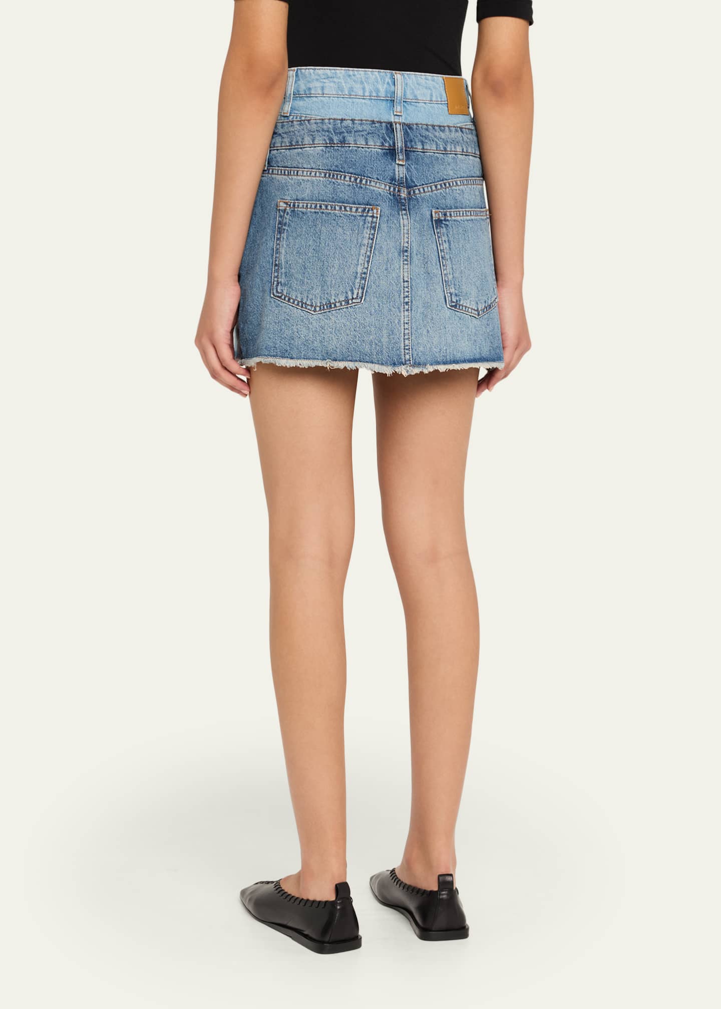 SIMKHAI Salix Denim Double-Waist Mini Skirt Image 3 of 5