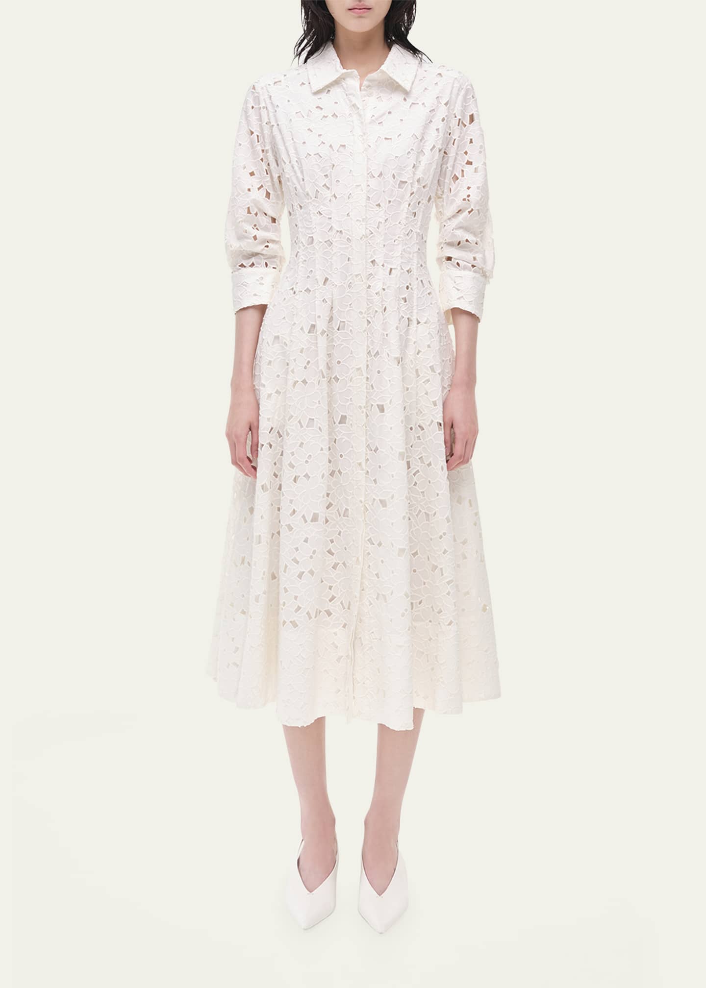 SIMKHAI Jazz Embroidered Midi Shirtdress Image 2 of 5