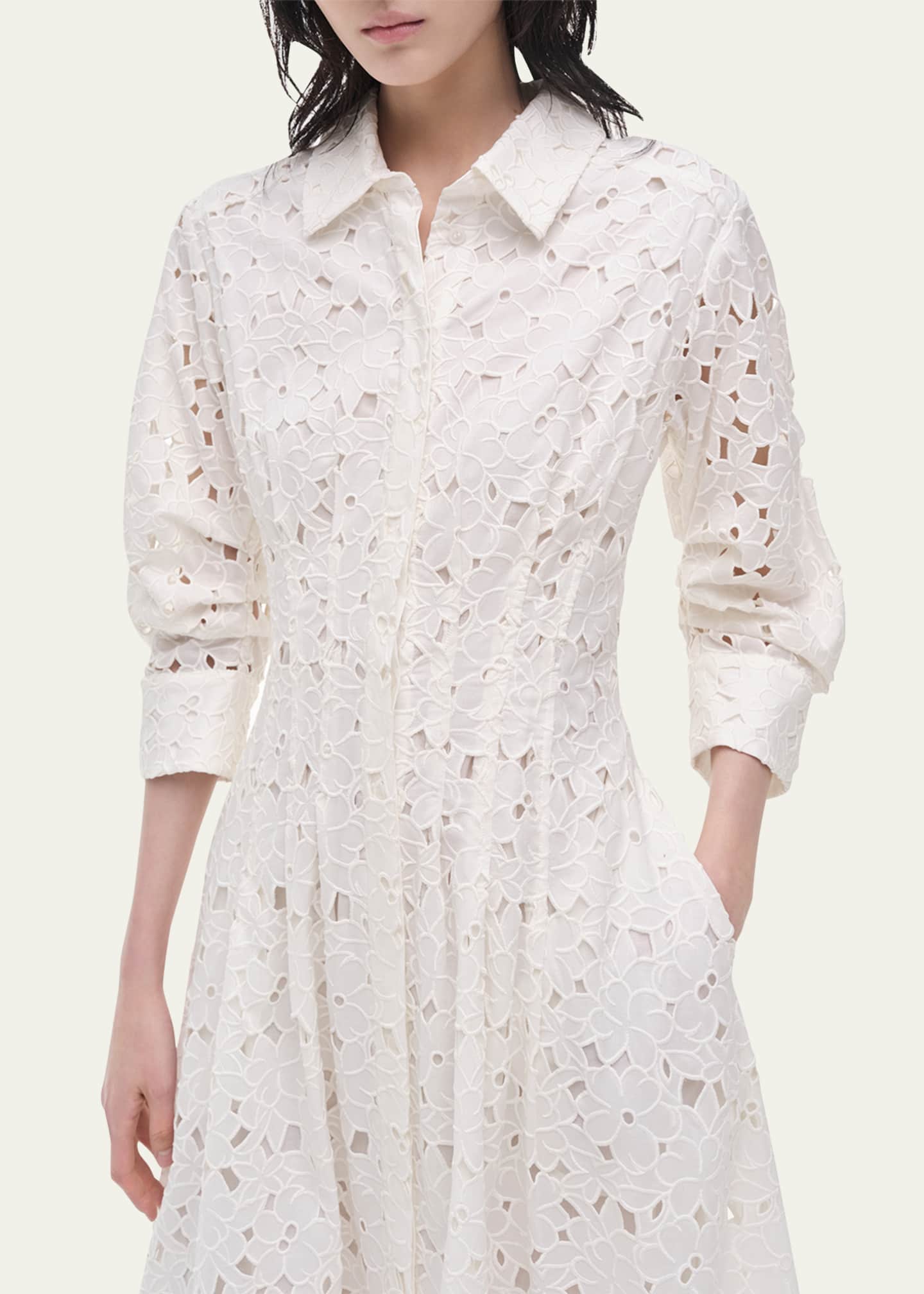 SIMKHAI Jazz Embroidered Midi Shirtdress Image 5 of 5