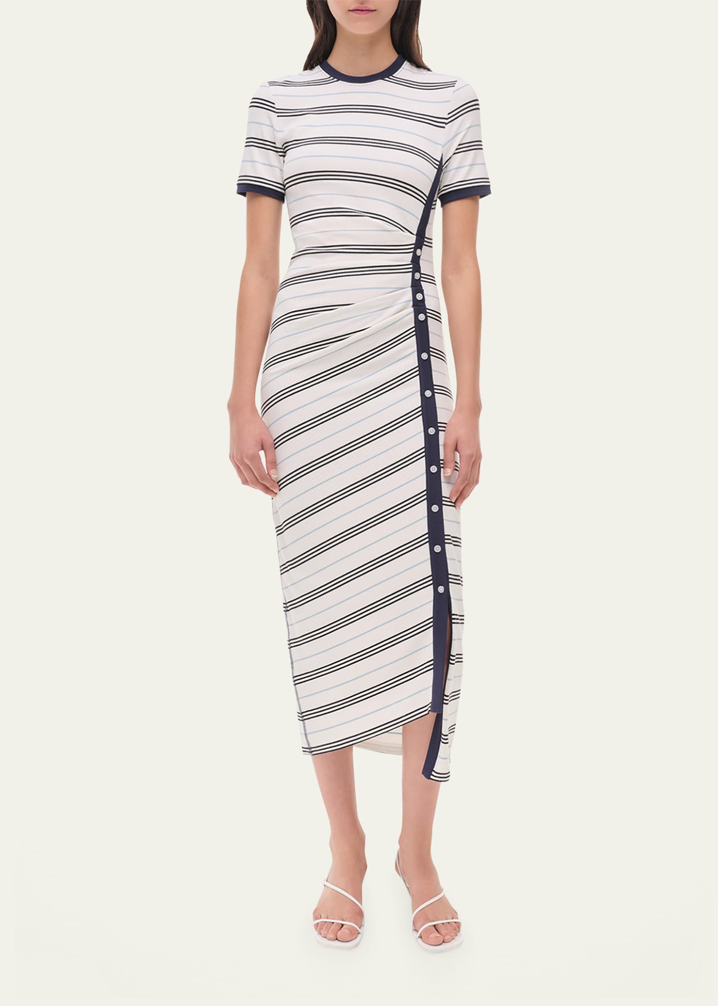SIMKHAI Shanna Short-Sleeve Midi Dress Image 4 of 5