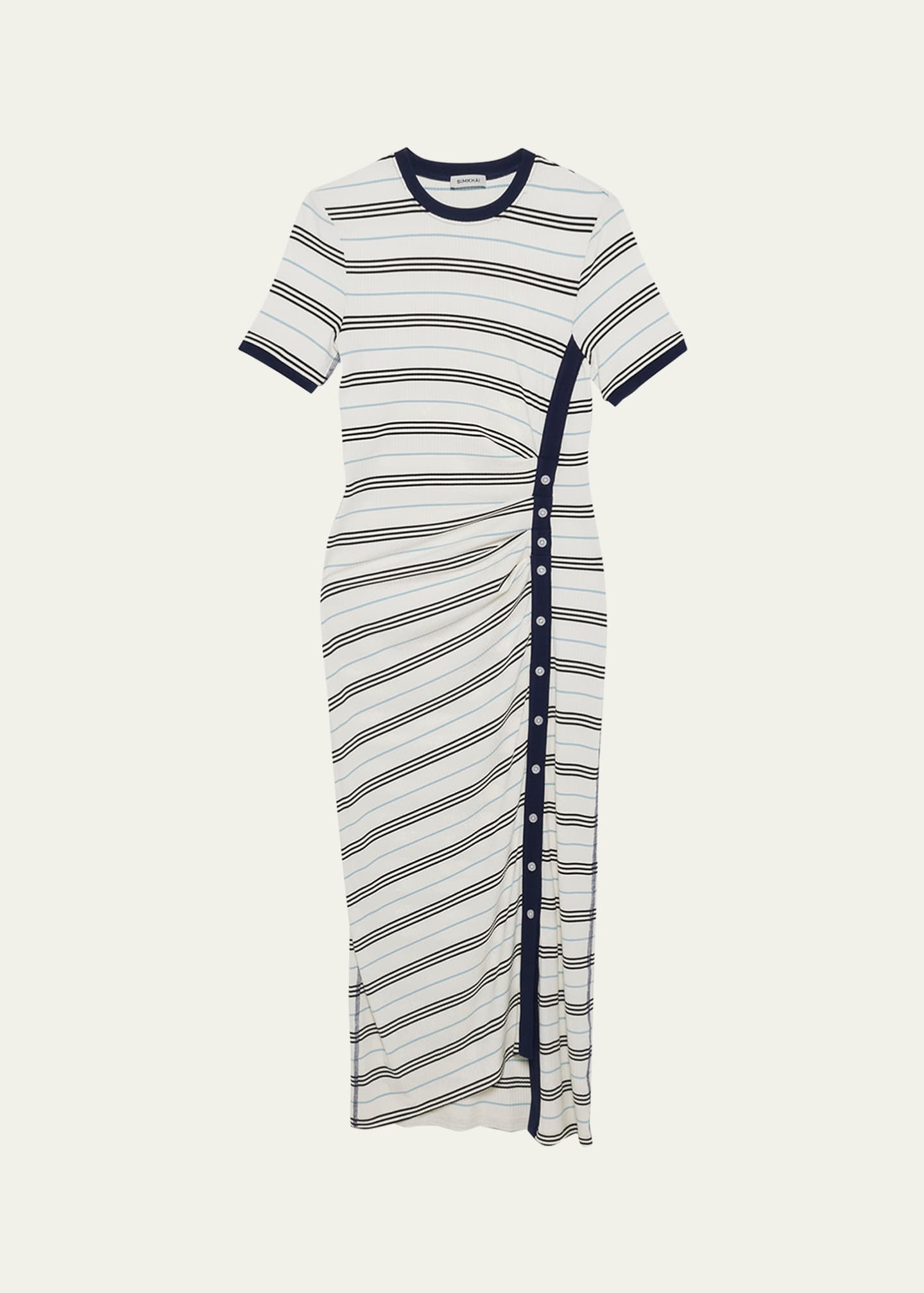 SIMKHAI Shanna Short-Sleeve Midi Dress Image 1 of 5