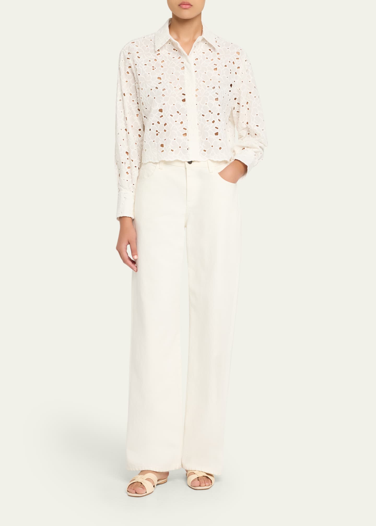 SIMKHAI Penelope Embroidered Long-Sleeve Shirt Image 2 of 5