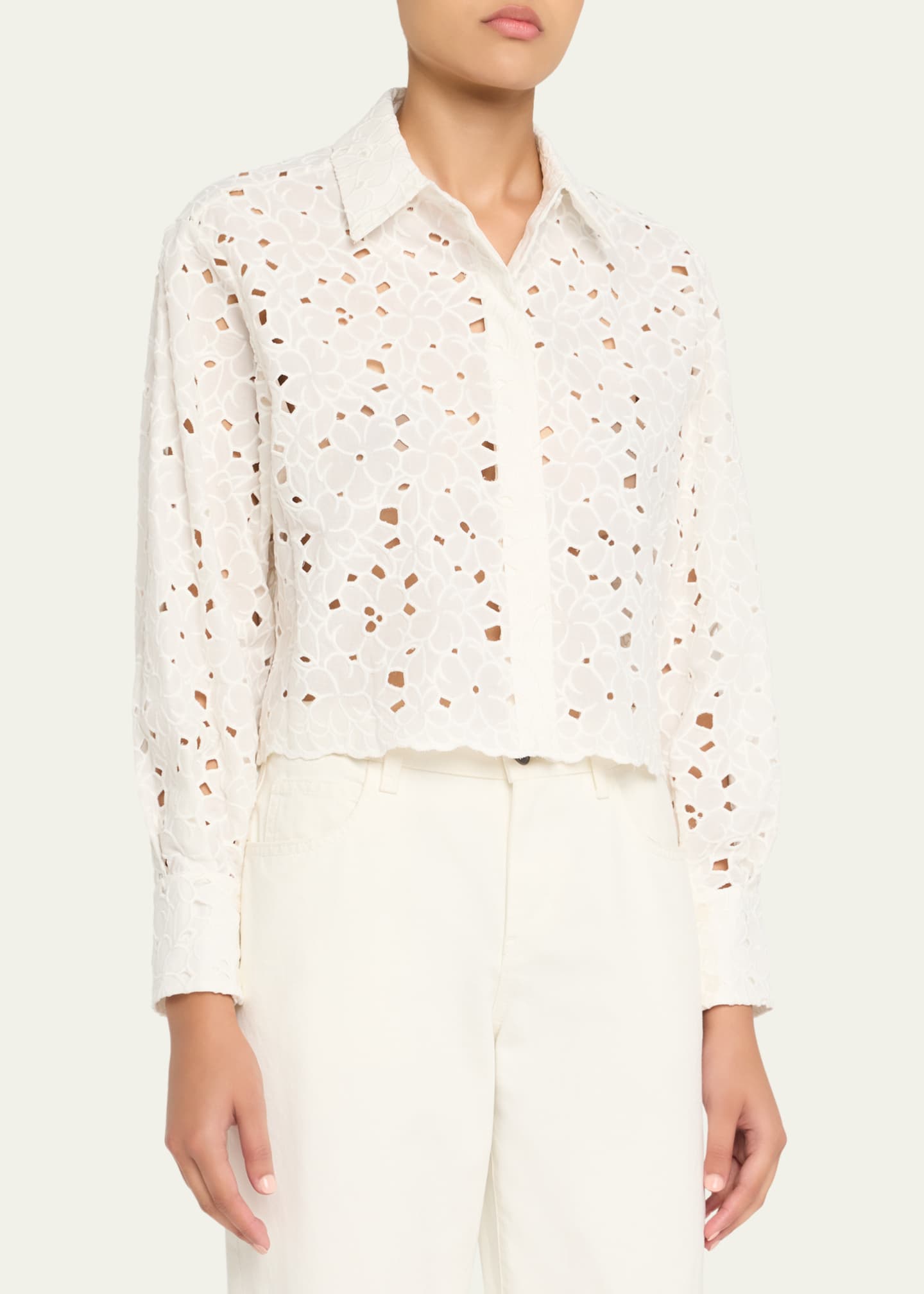 SIMKHAI Penelope Embroidered Long-Sleeve Shirt Image 4 of 5