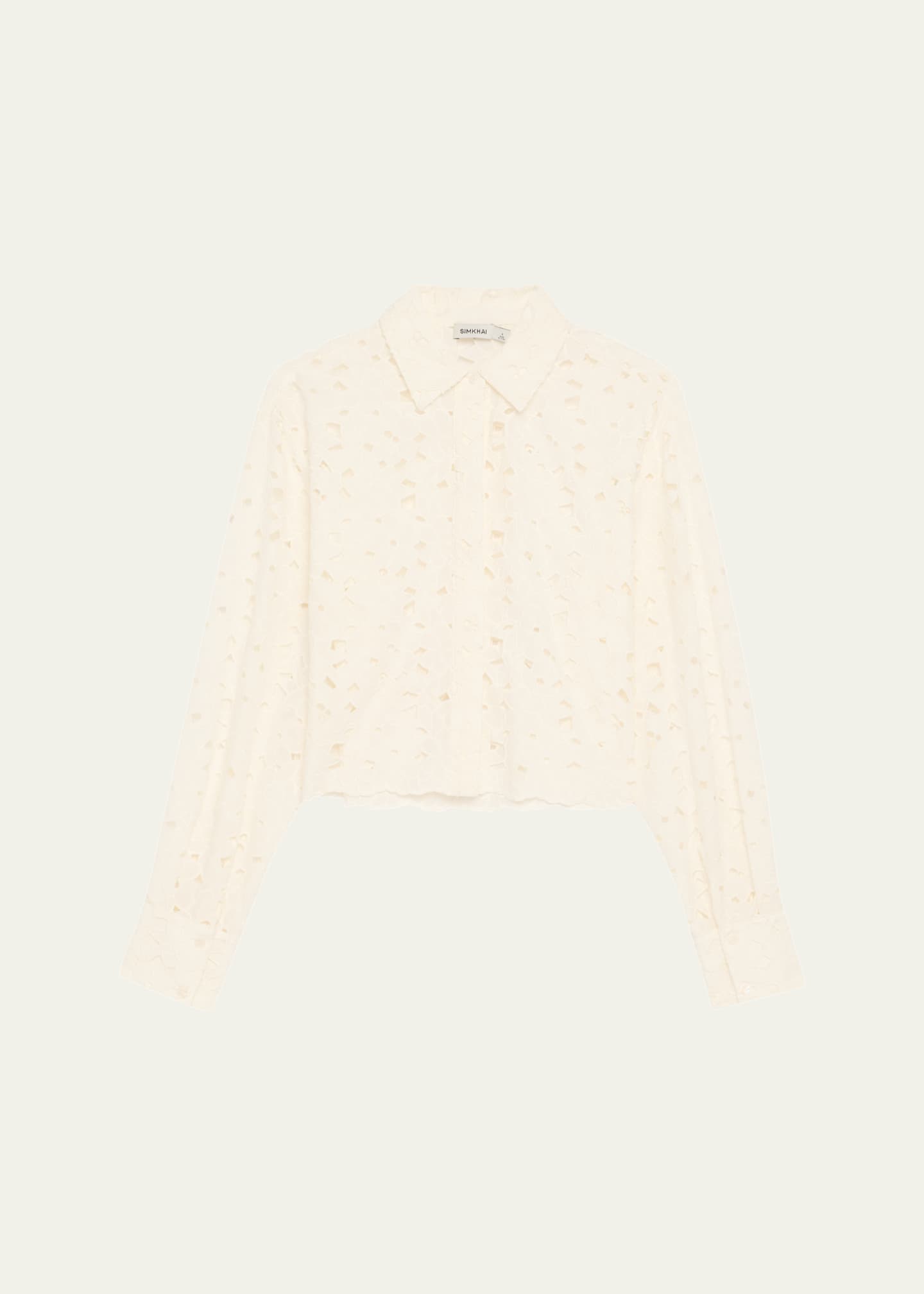 SIMKHAI Penelope Embroidered Long-Sleeve Shirt Image 1 of 5