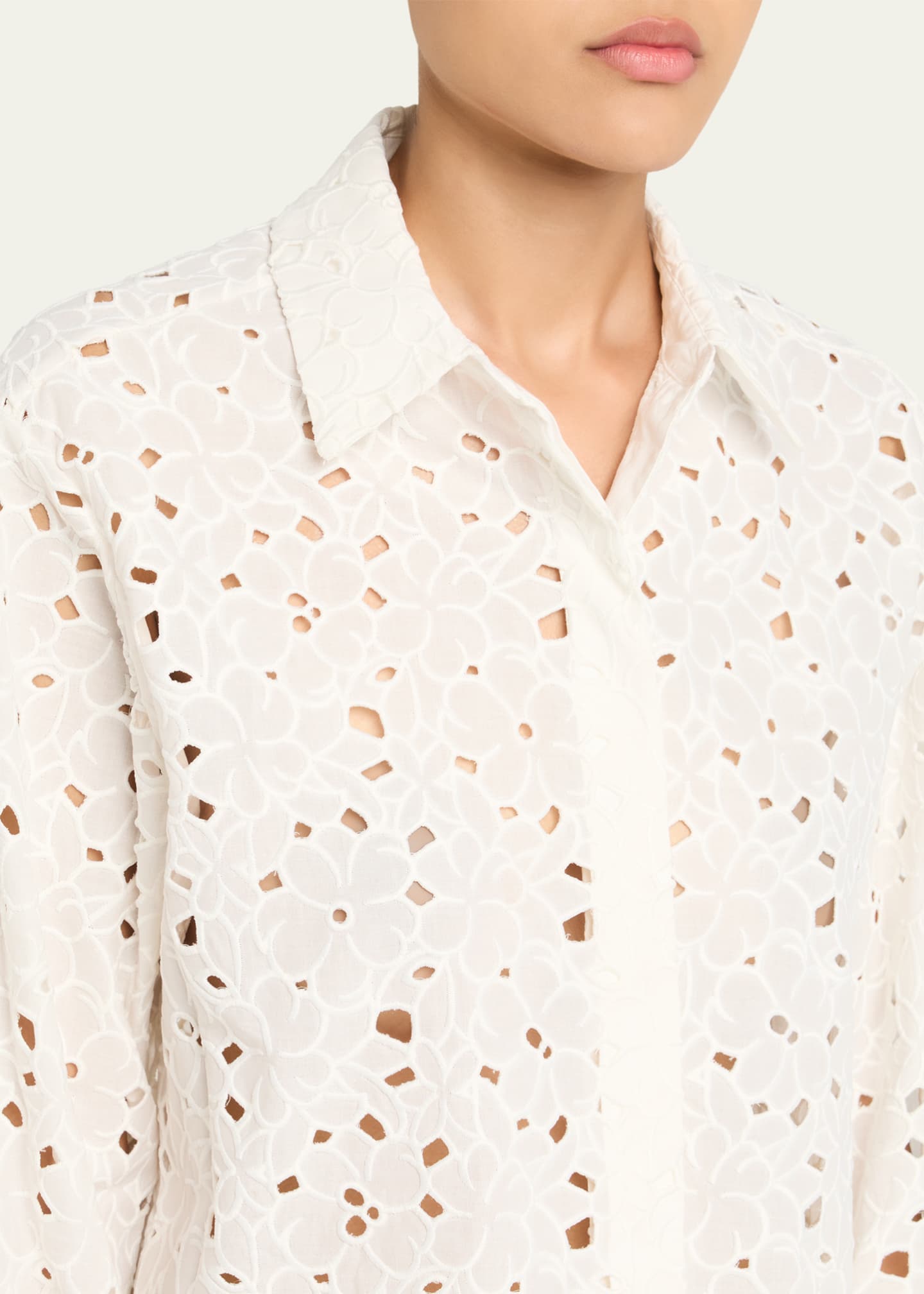 SIMKHAI Penelope Embroidered Long-Sleeve Shirt Image 5 of 5