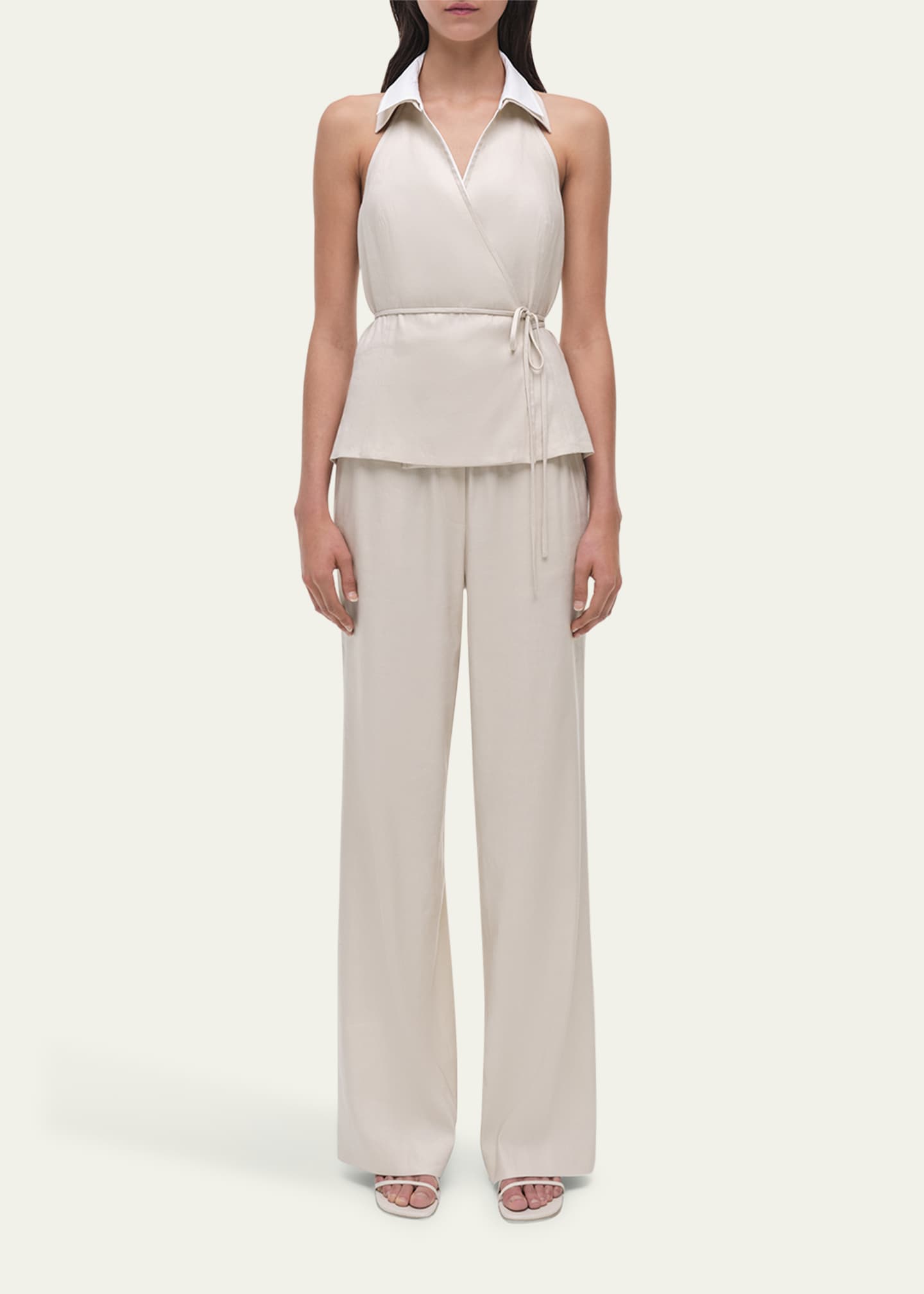 SIMKHAI Campbell Linen Halter Shirt Image 2 of 5