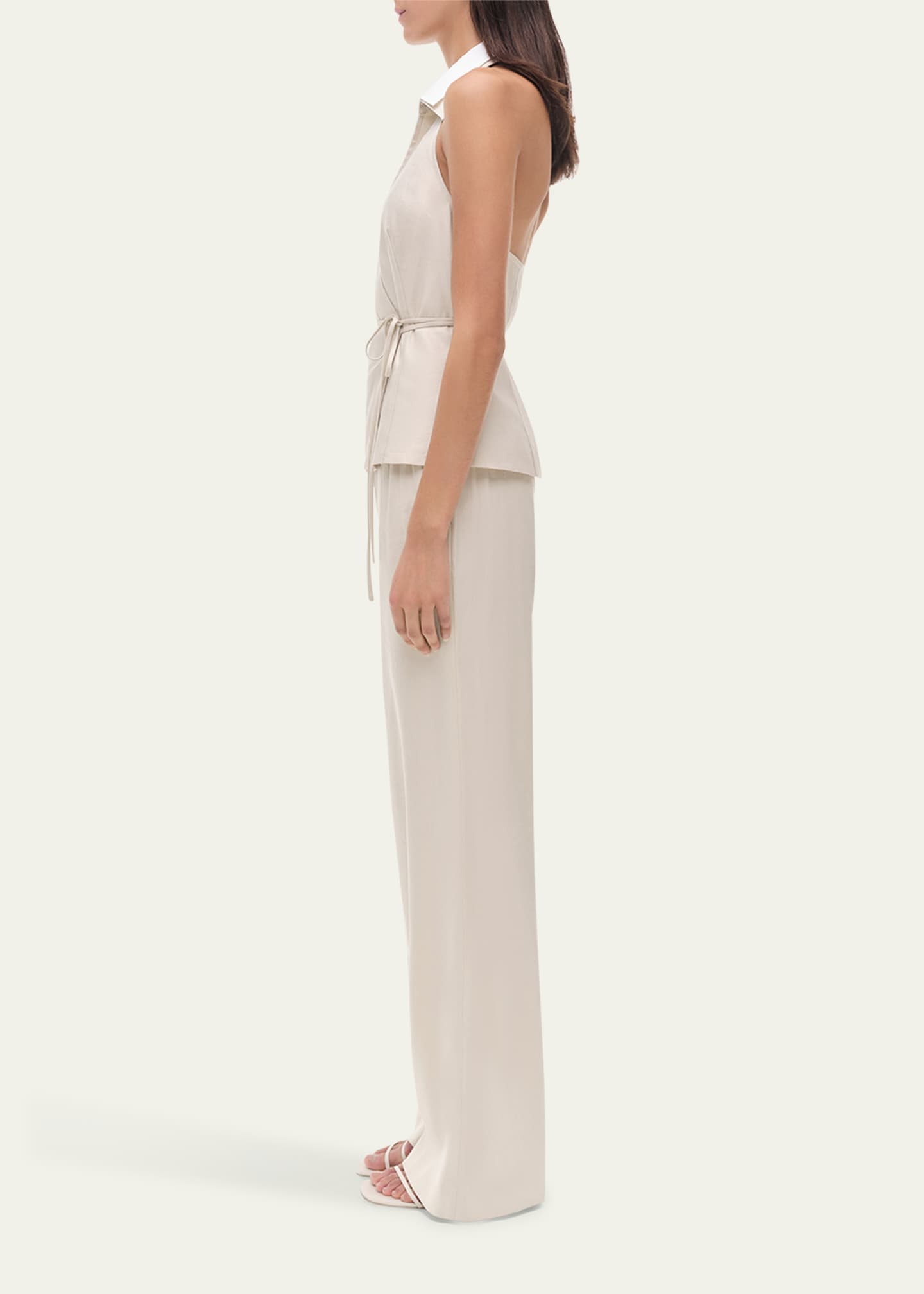 SIMKHAI Campbell Linen Halter Shirt Image 4 of 5