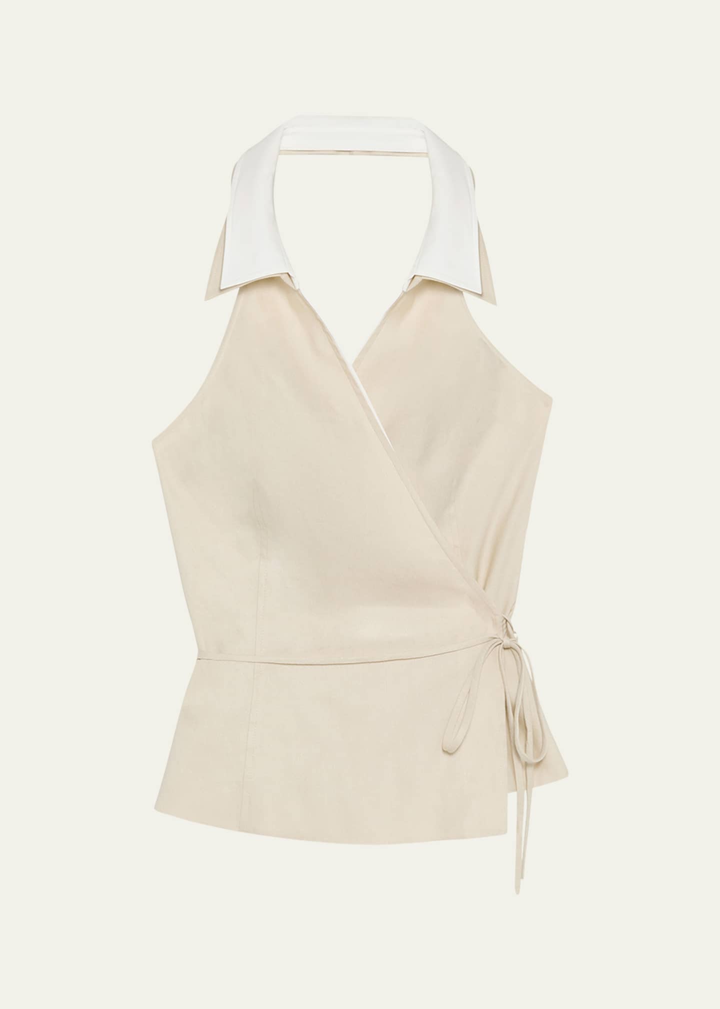SIMKHAI Campbell Linen Halter Shirt Image 1 of 5