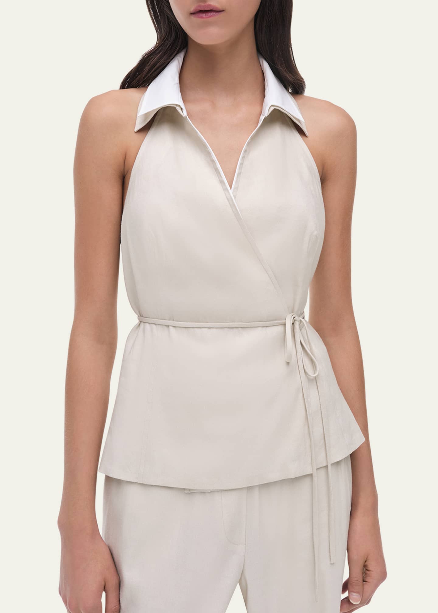 SIMKHAI Campbell Linen Halter Shirt Image 5 of 5