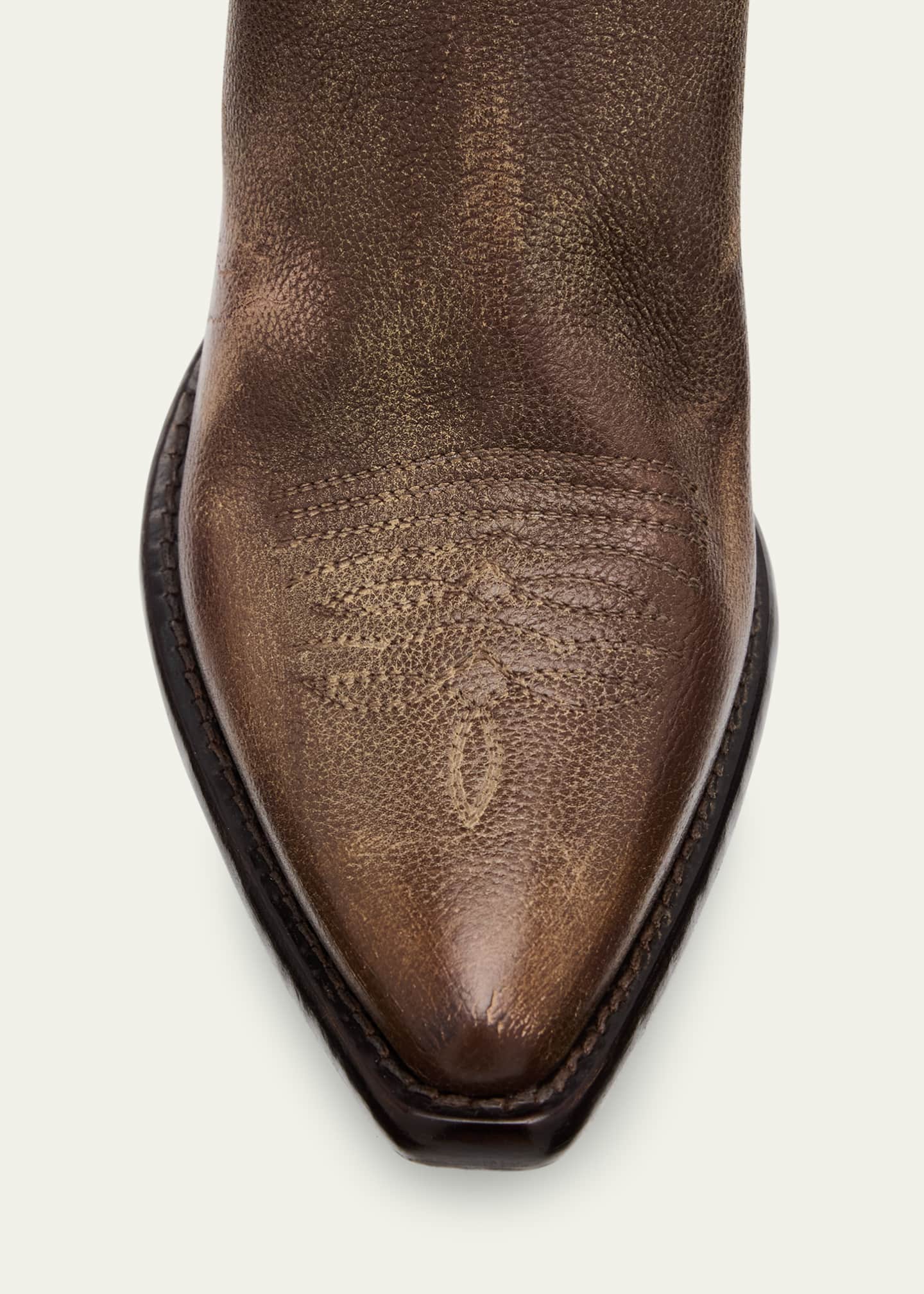 Prada Antique Calf Leather Western Booties Image 3 of 4