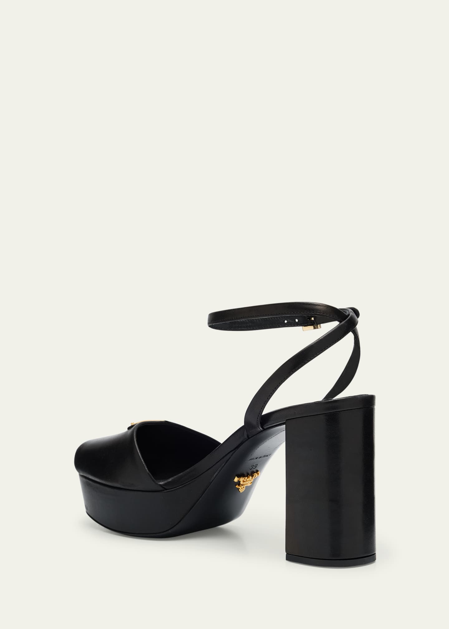 Prada Nappa Triangle Peep-Toe Platform Sandals Image 4 of 6