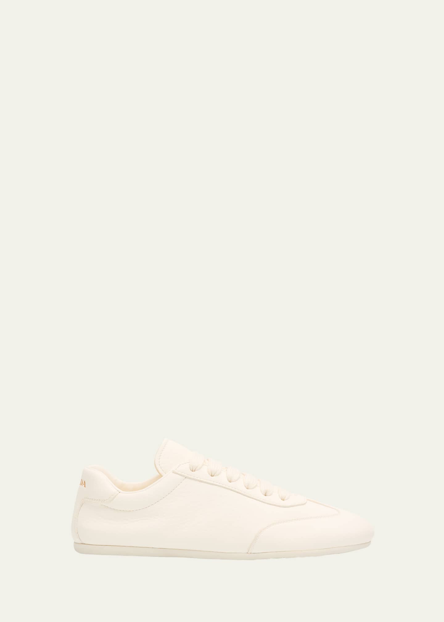 Prada Thin Leather Low-Top Sneakers Image 1 of 6