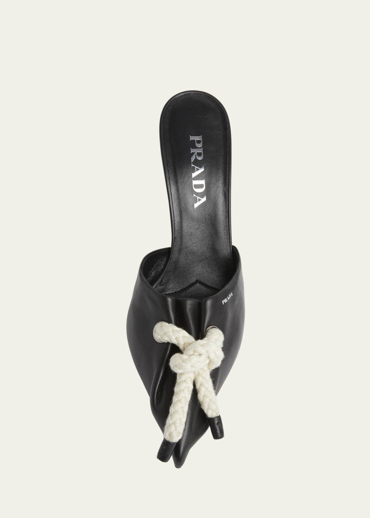 Prada Knotted Rope Nappa Leather Mules Image 4 of 4