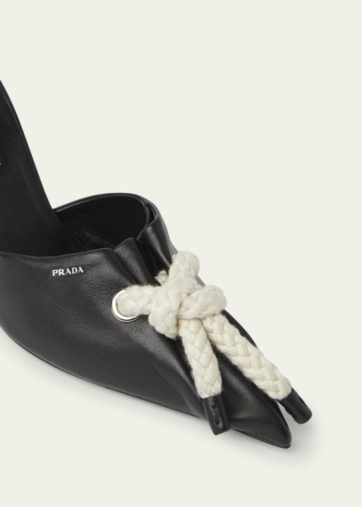 Prada Knotted Rope Nappa Leather Mules Image 3 of 4