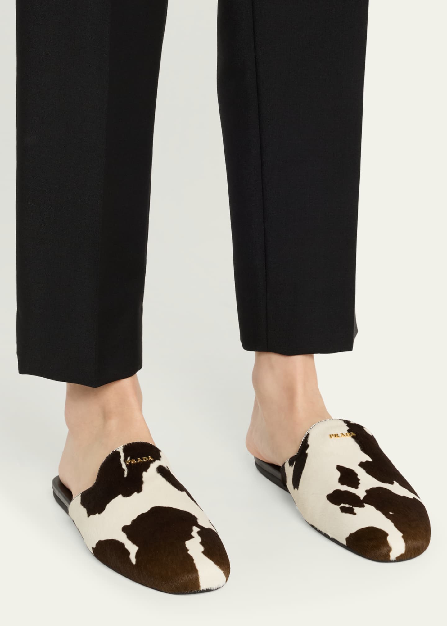 Prada Pony Hair Flat Mules Image 2 of 6