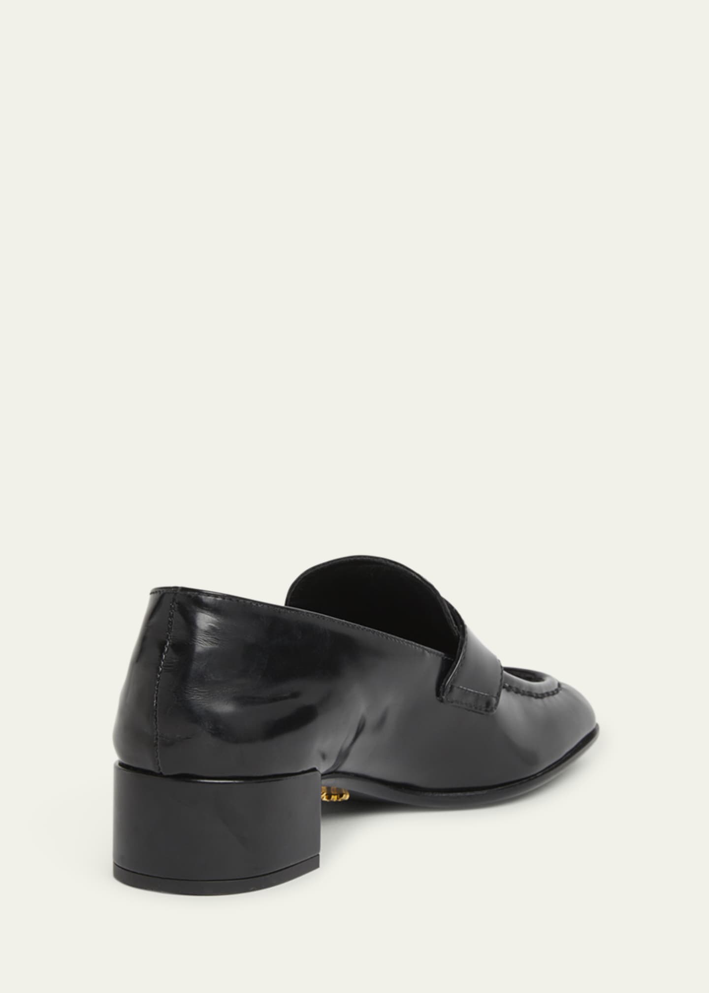 Prada Spazzolato Leather Triangle Logo Loafers Image 2 of 4