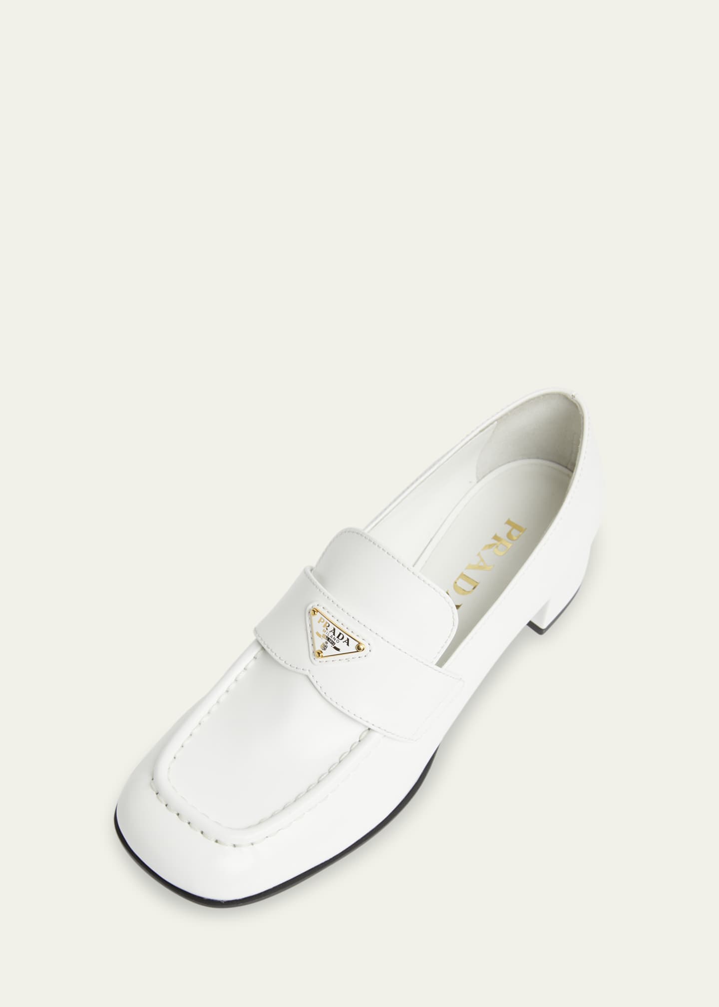 Prada Spazzolato Leather Triangle Logo Loafers - Bergdorf Goodman