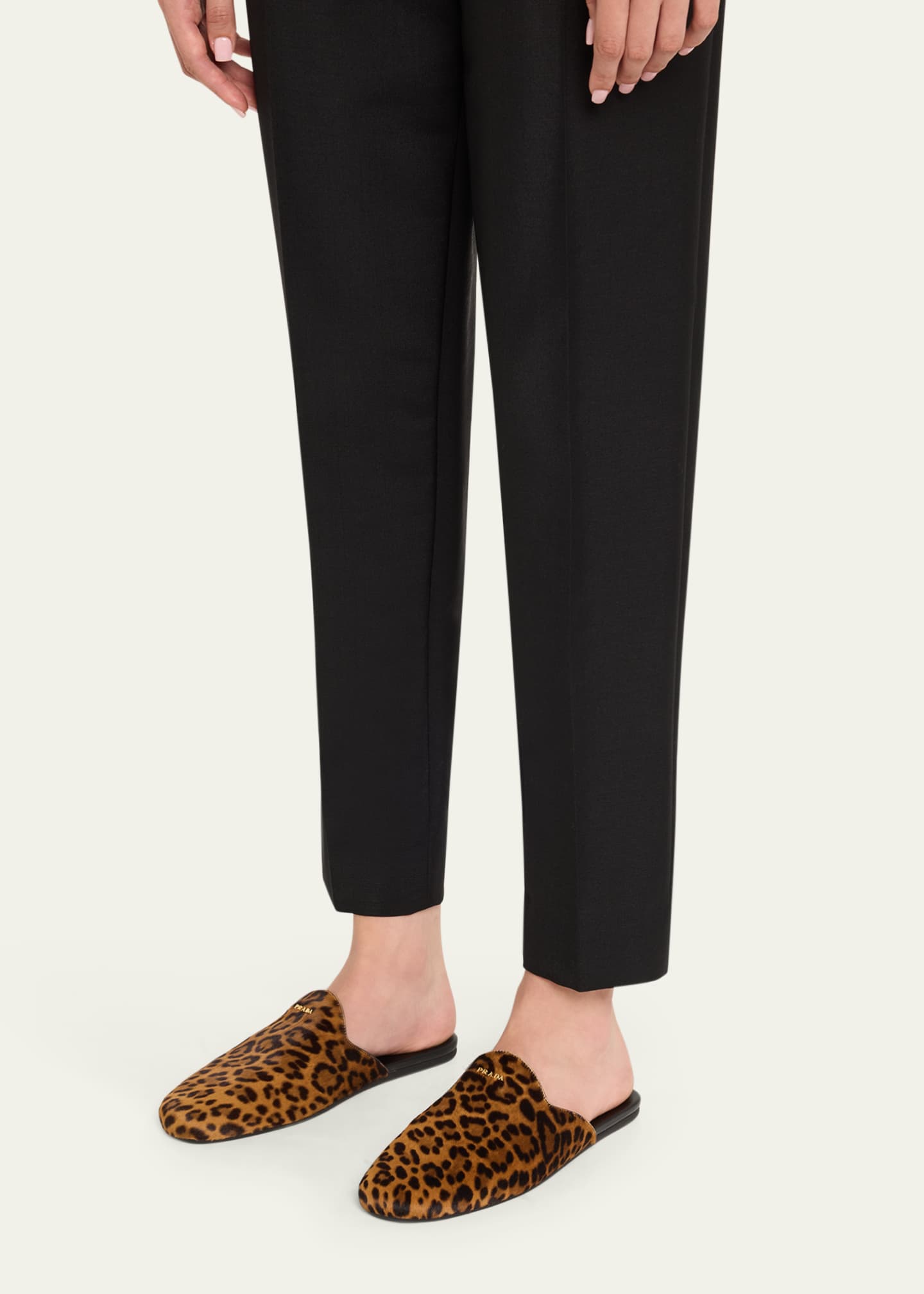 Leopard Calf Hair Flat Mules