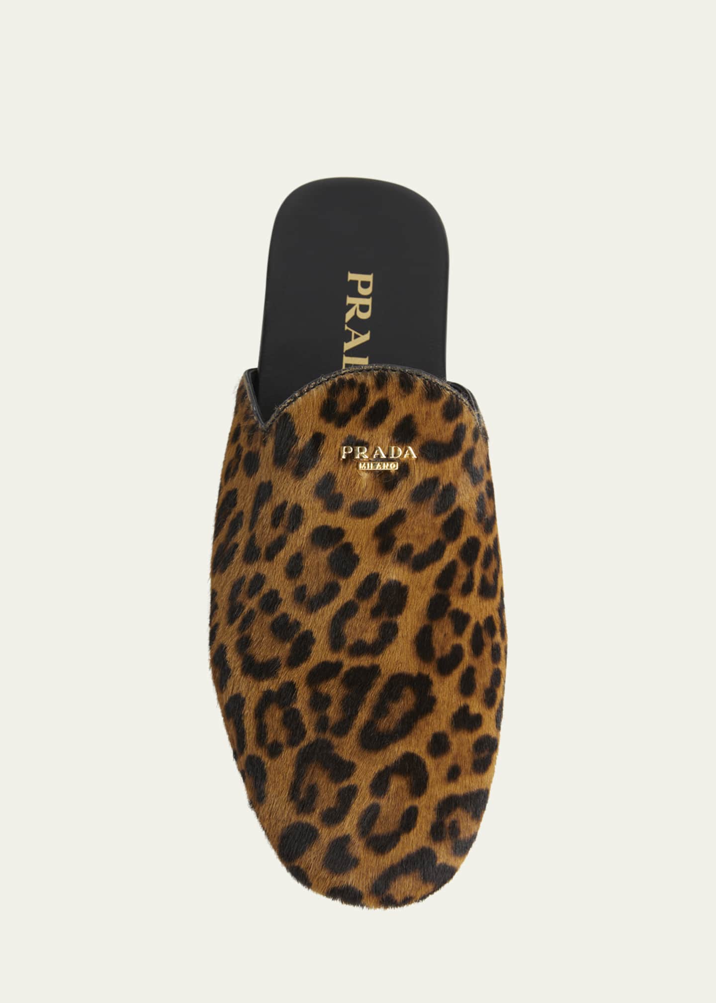 Prada Leopard Calf Hair Flat Mules Image 6 of 6