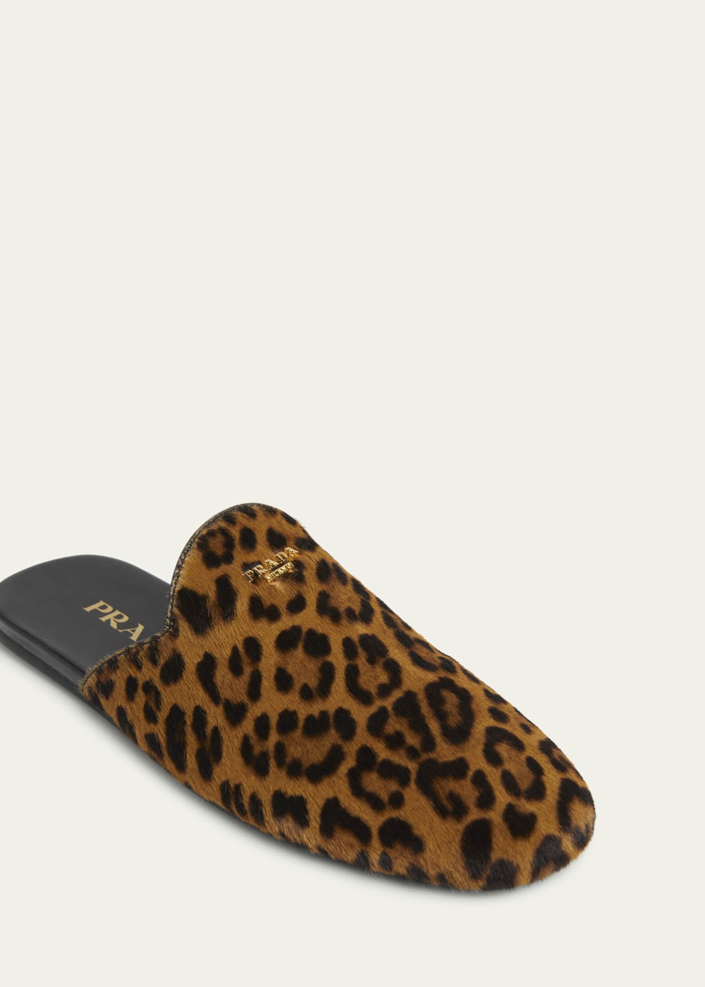 Leopard Calf Hair Flat Mules