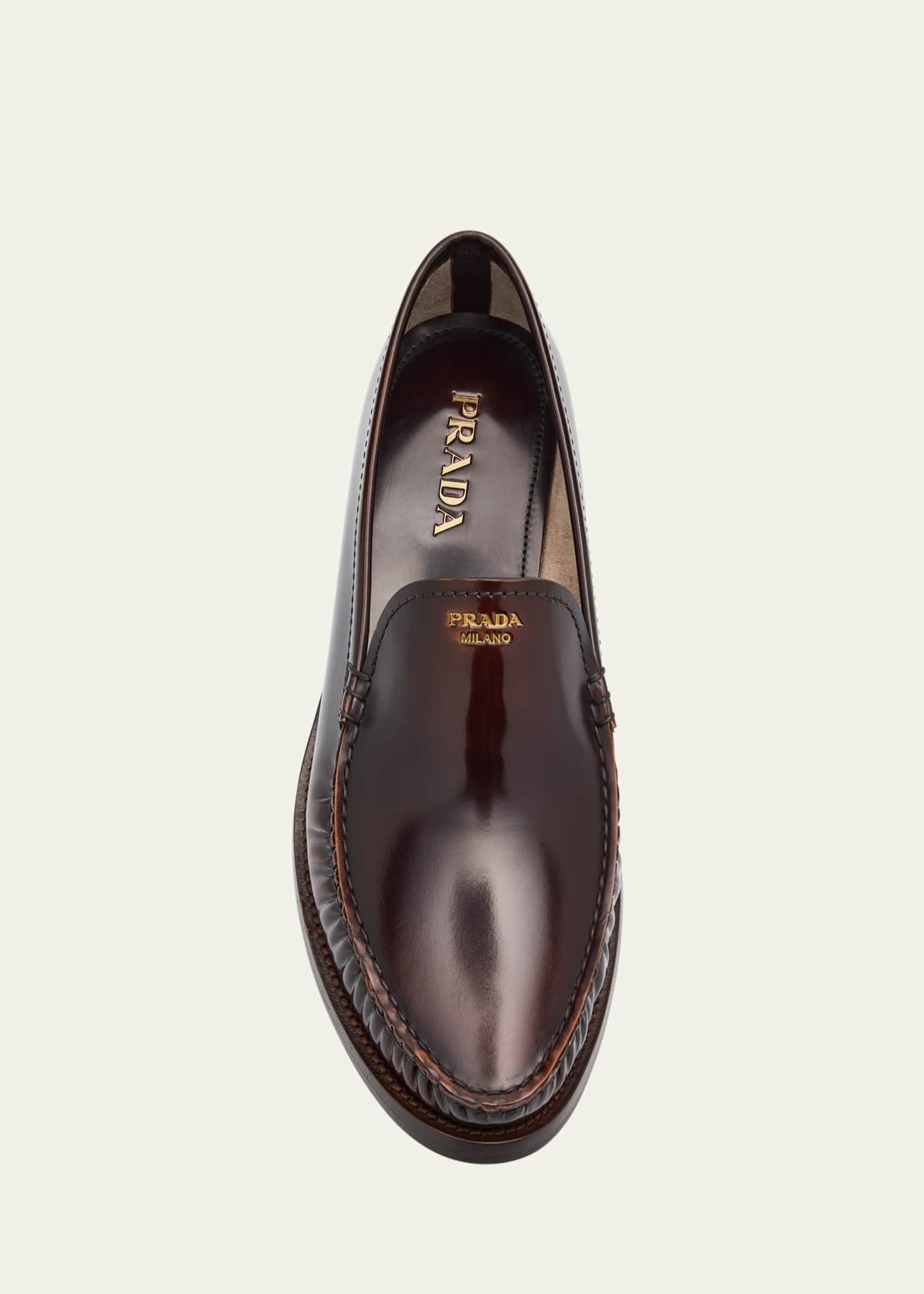 Prada Brushed Leather Loafers Image 6 of 6