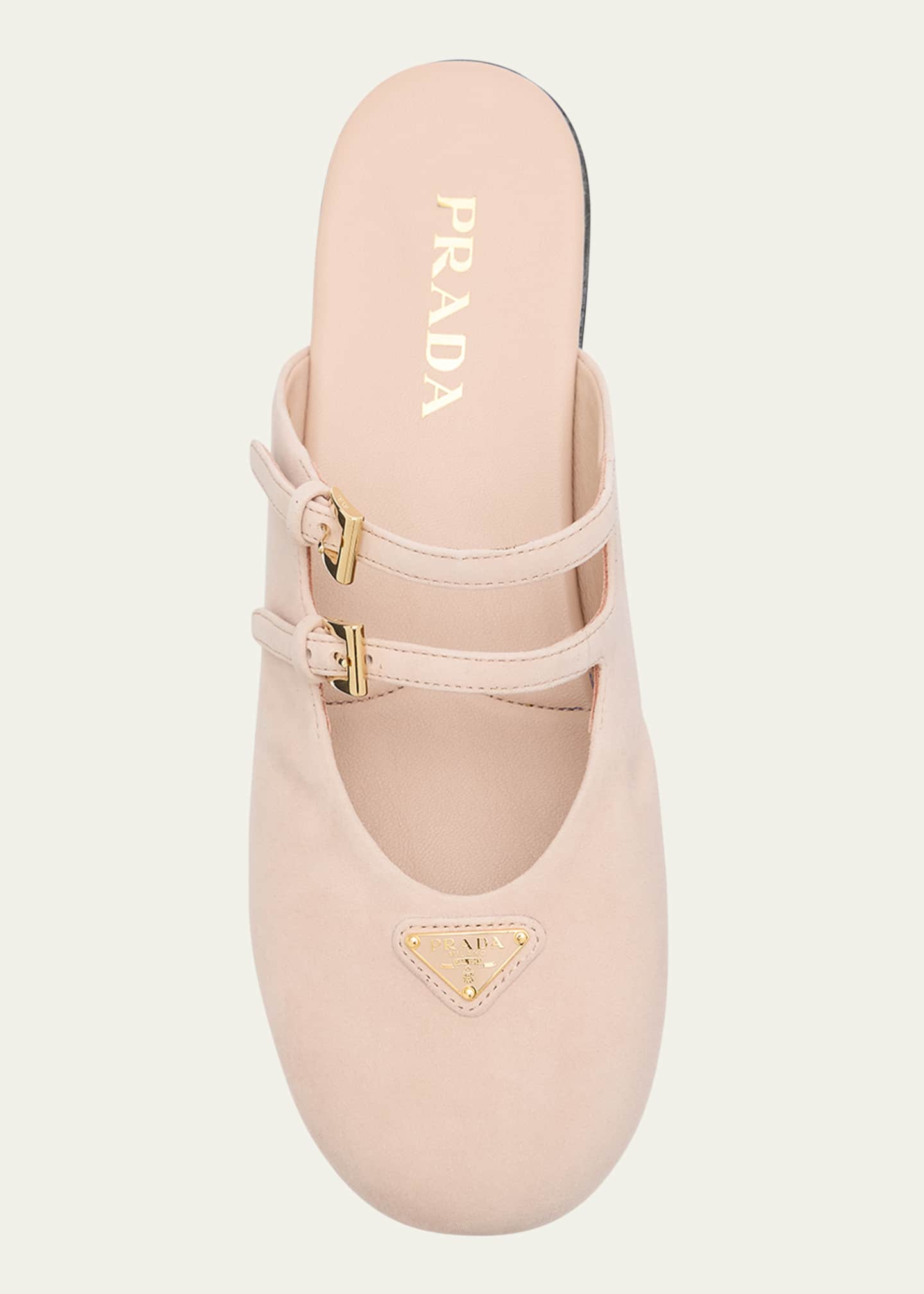 PRADA ベージュ ポインテッドトゥミュール Prada Suede Dual Mary Jane Ballerina Mules - Bergdorf Goodman