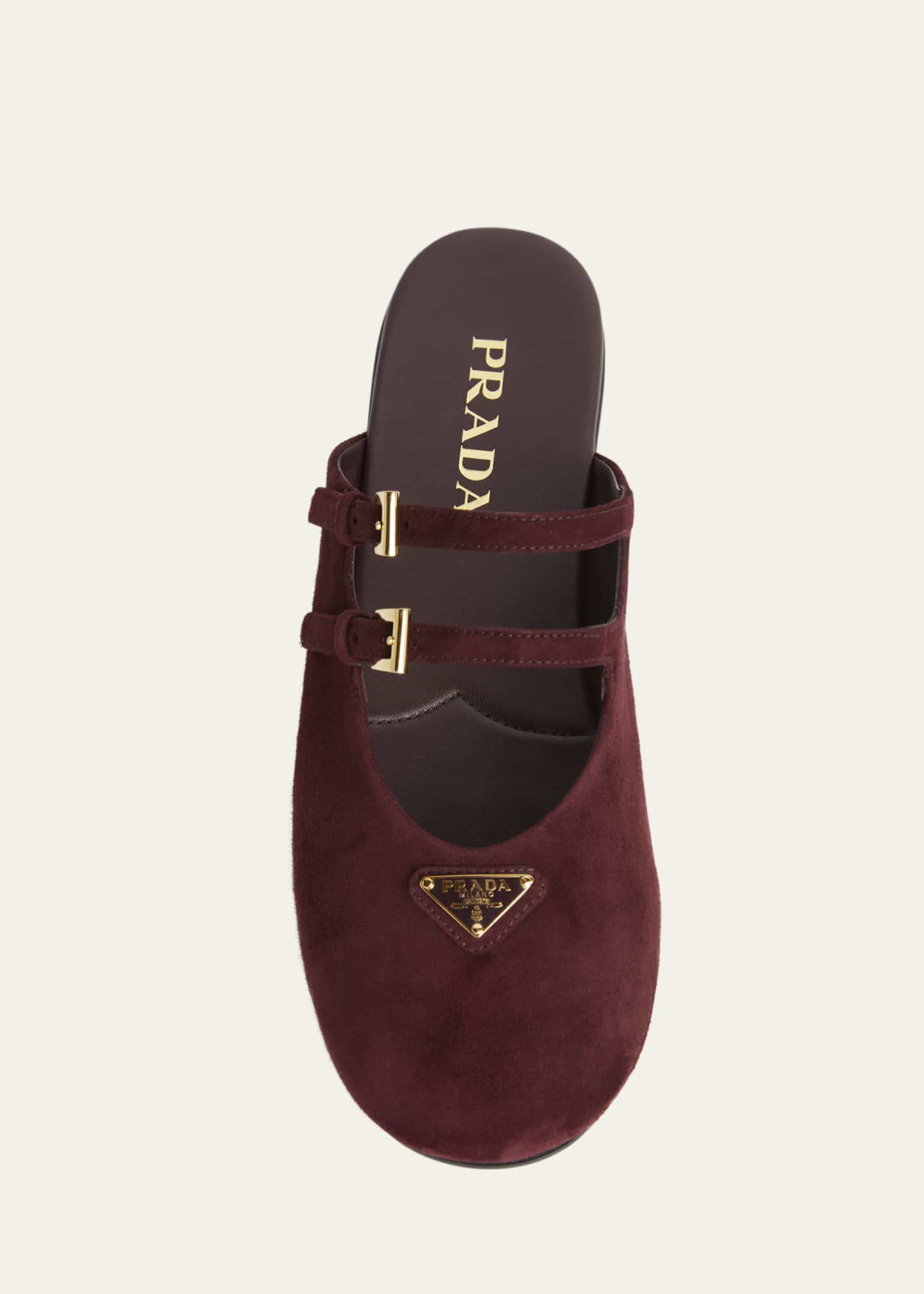 Prada Suede Dual Mary Jane Ballerina Mules Image 4 of 4