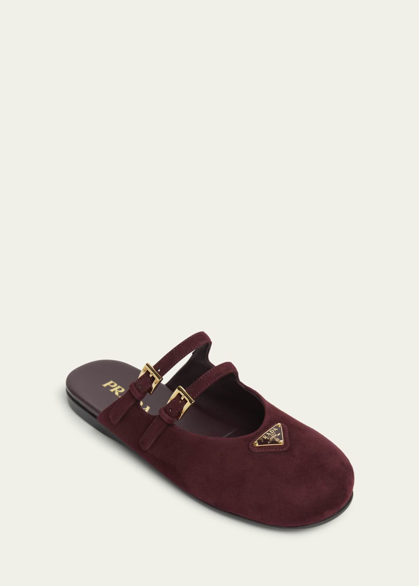 Prada Suede Dual Mary Jane Ballerina Mules Image 3 of 4