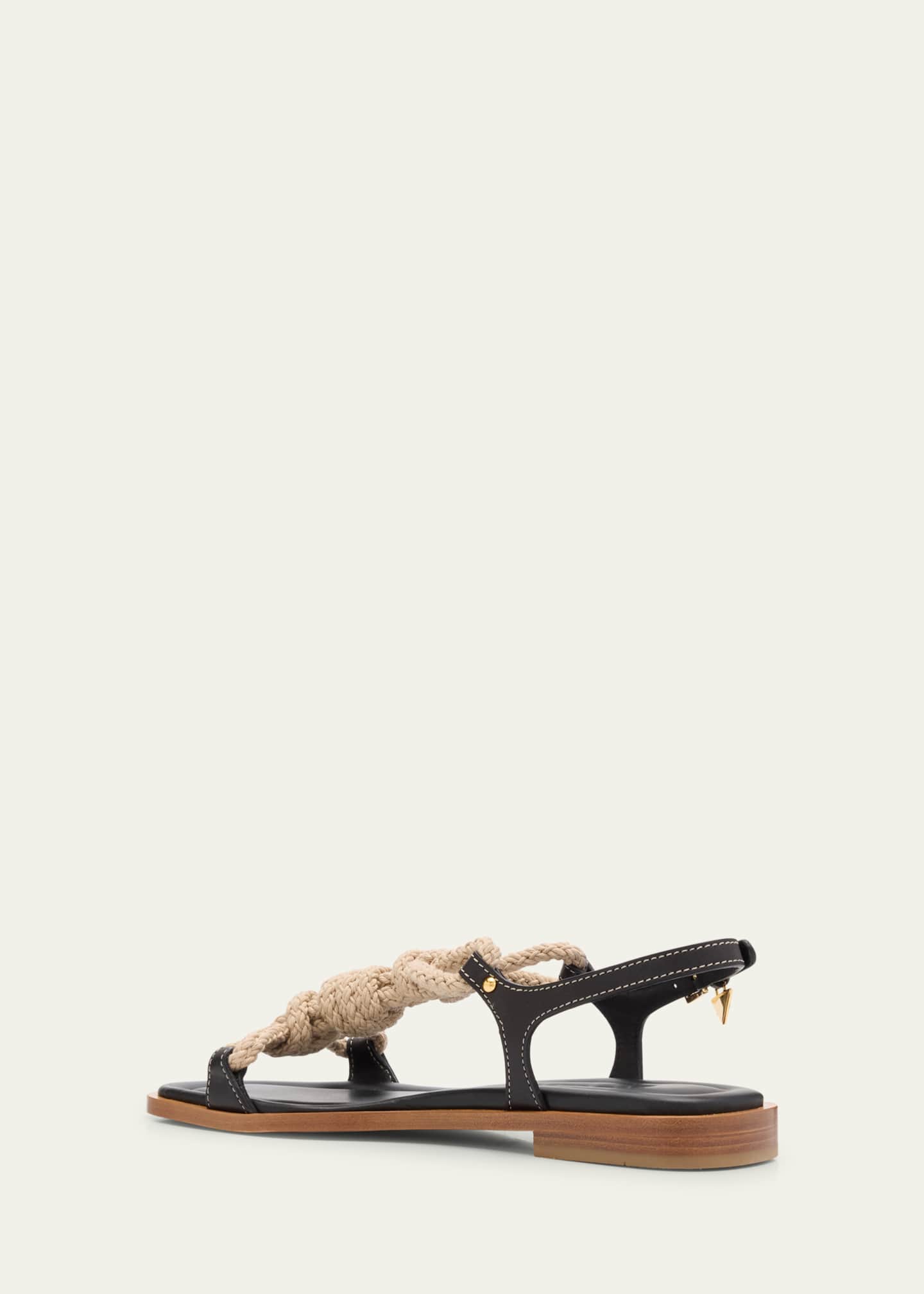 Prada Knotted Natural Rope Caged Leather Sandals Image 2 of 4
