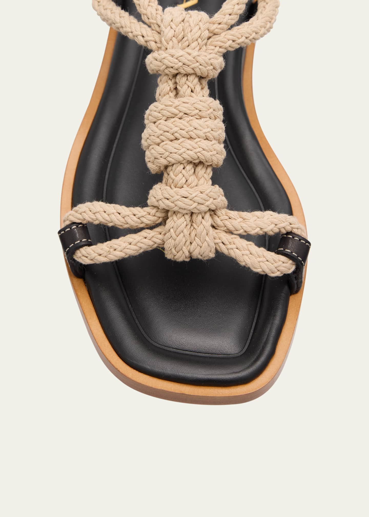 Prada Knotted Natural Rope Caged Leather Sandals Image 3 of 4