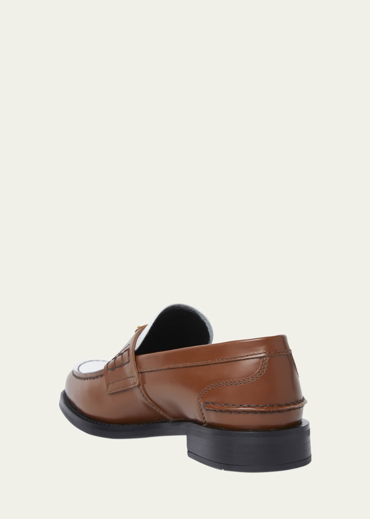 Prada Spazzolato Bicolor Triangle Logo Loafers Image 2 of 4