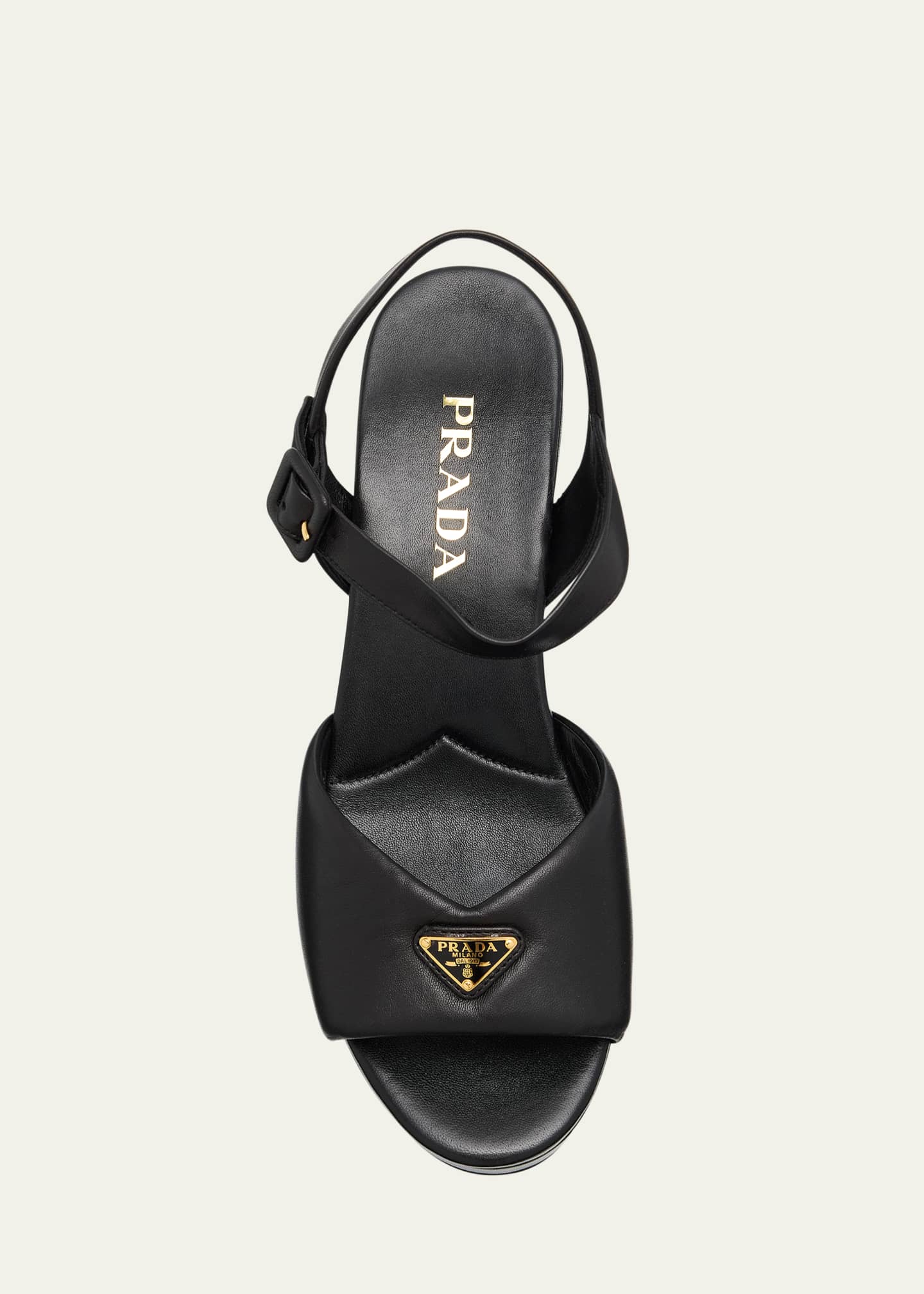 Prada Soft Nappa Ankle Strap Platform Sandals Image 6 of 6