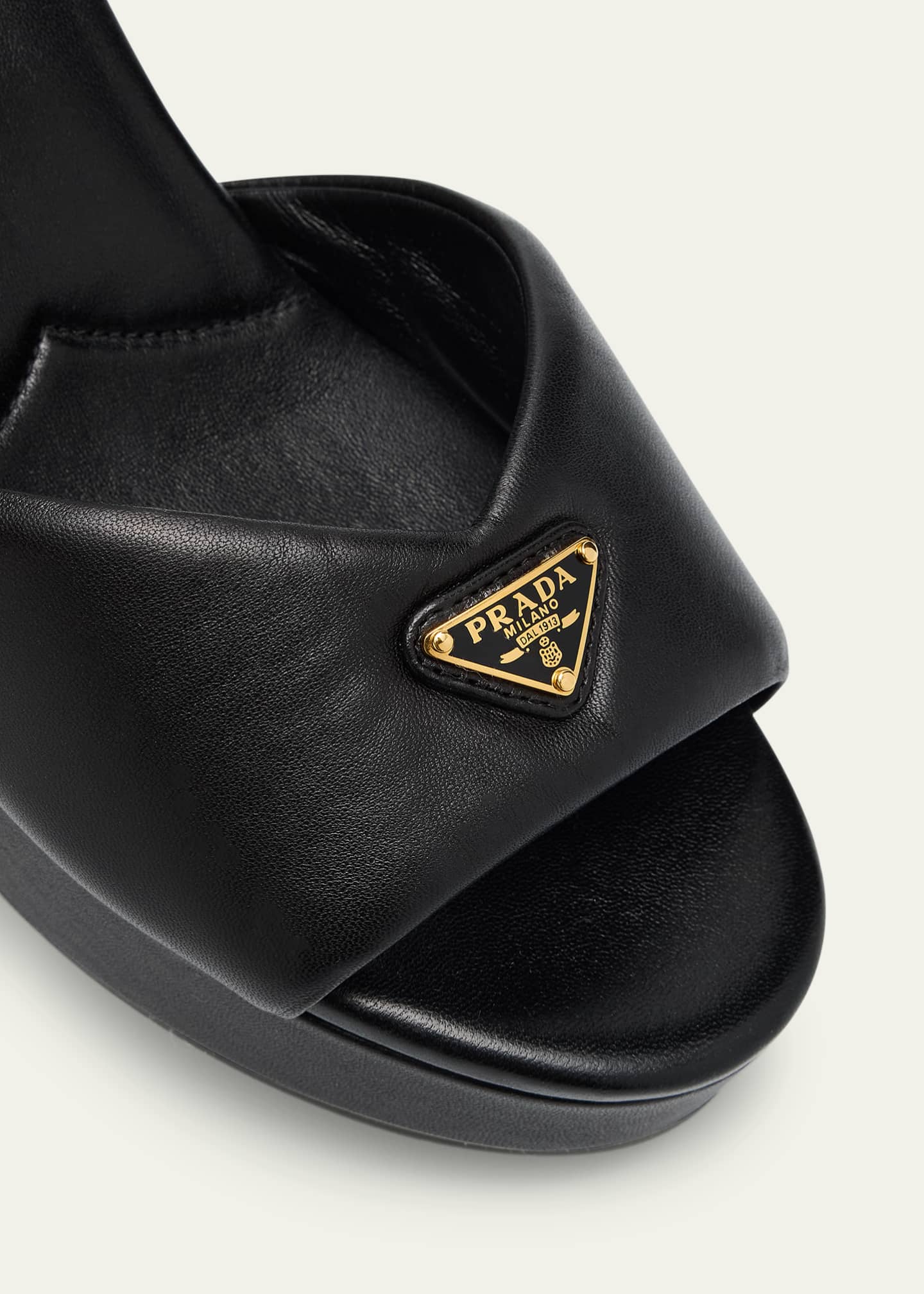 Prada Soft Nappa Ankle Strap Platform Sandals Image 5 of 6