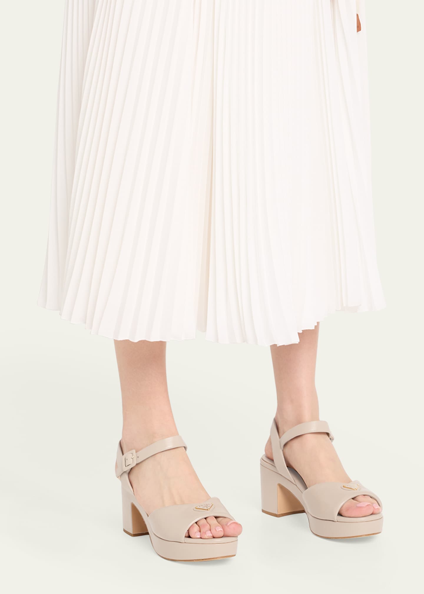 Prada Soft Nappa Ankle Strap Platform Sandals Image 2 of 6