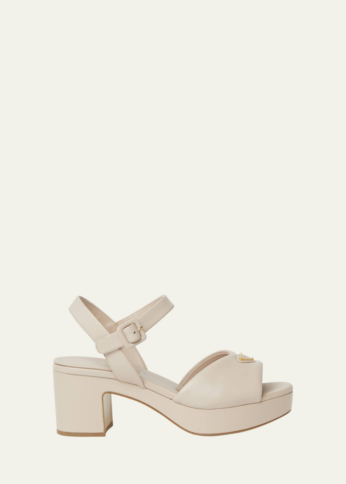 Prada Soft Nappa Ankle Strap Platform Sandals Image 1 of 6