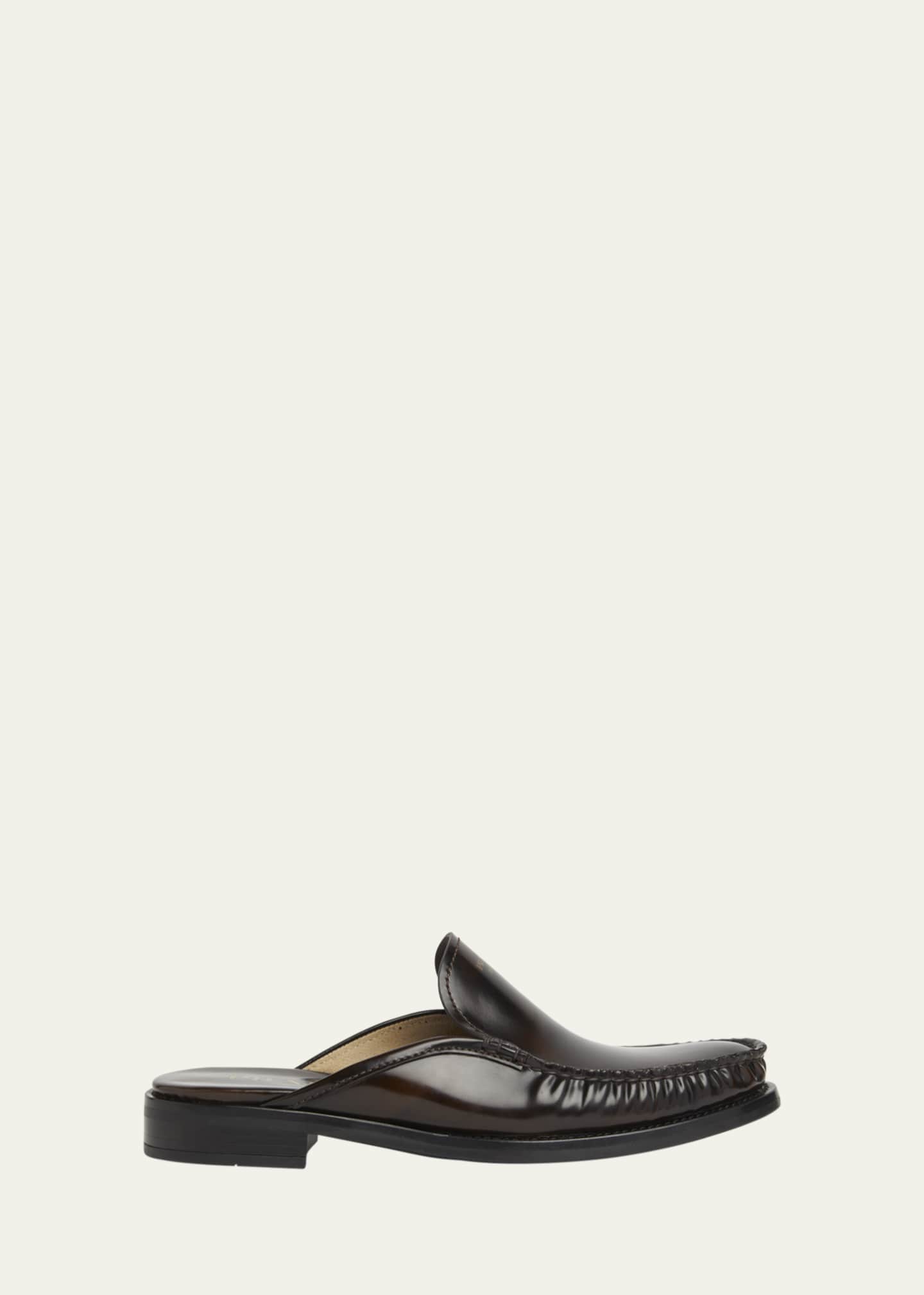 Prada Spazzolato Leather Loafer Mules Image 1 of 4