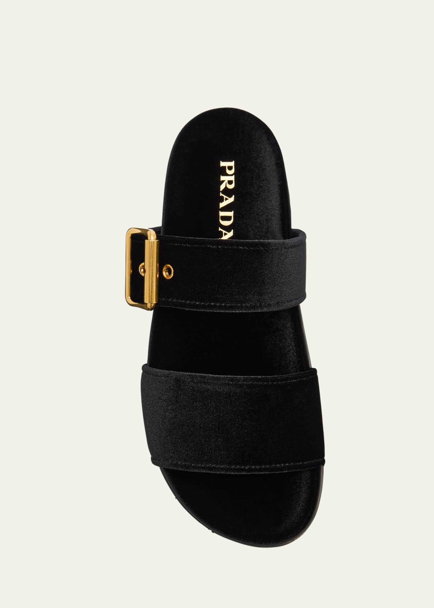 Prada Velvet Dual-Band Flat Sandals Image 6 of 6