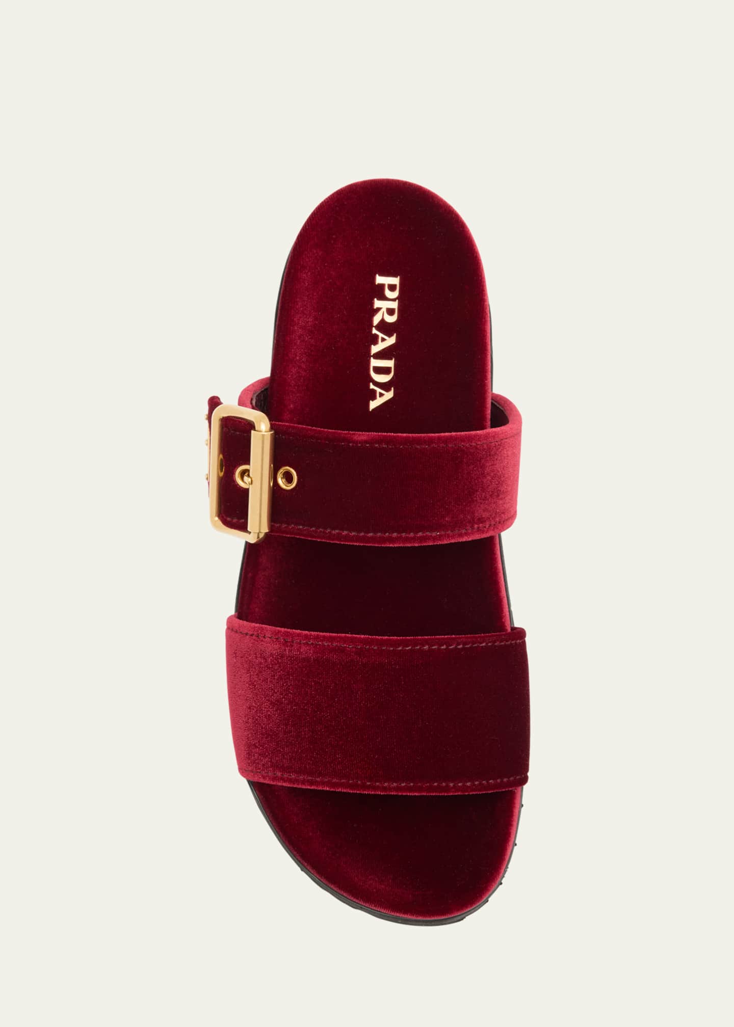 Prada Velvet Dual-Band Flat Sandals Image 6 of 6
