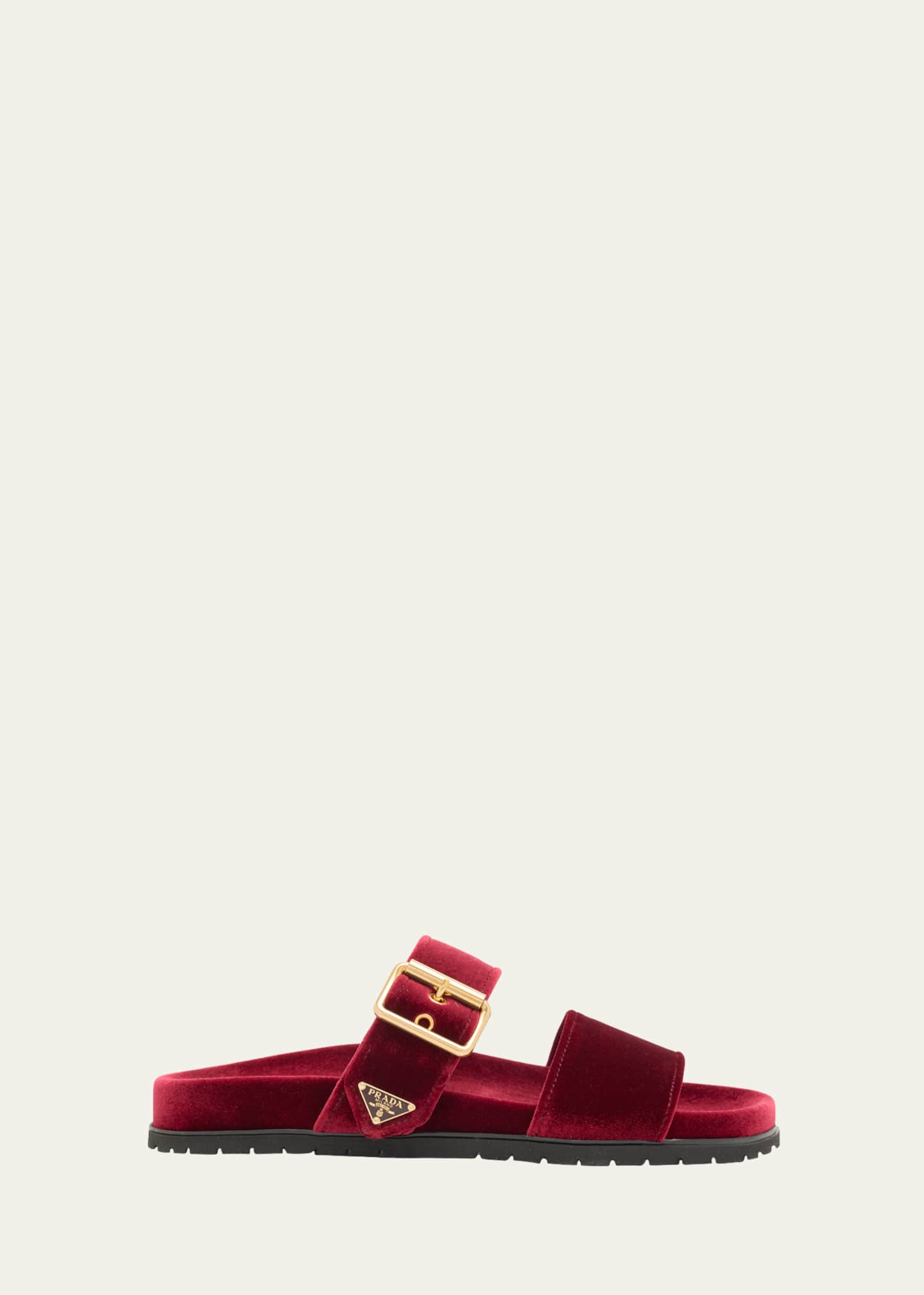 Prada Velvet Dual-Band Flat Sandals Image 1 of 6