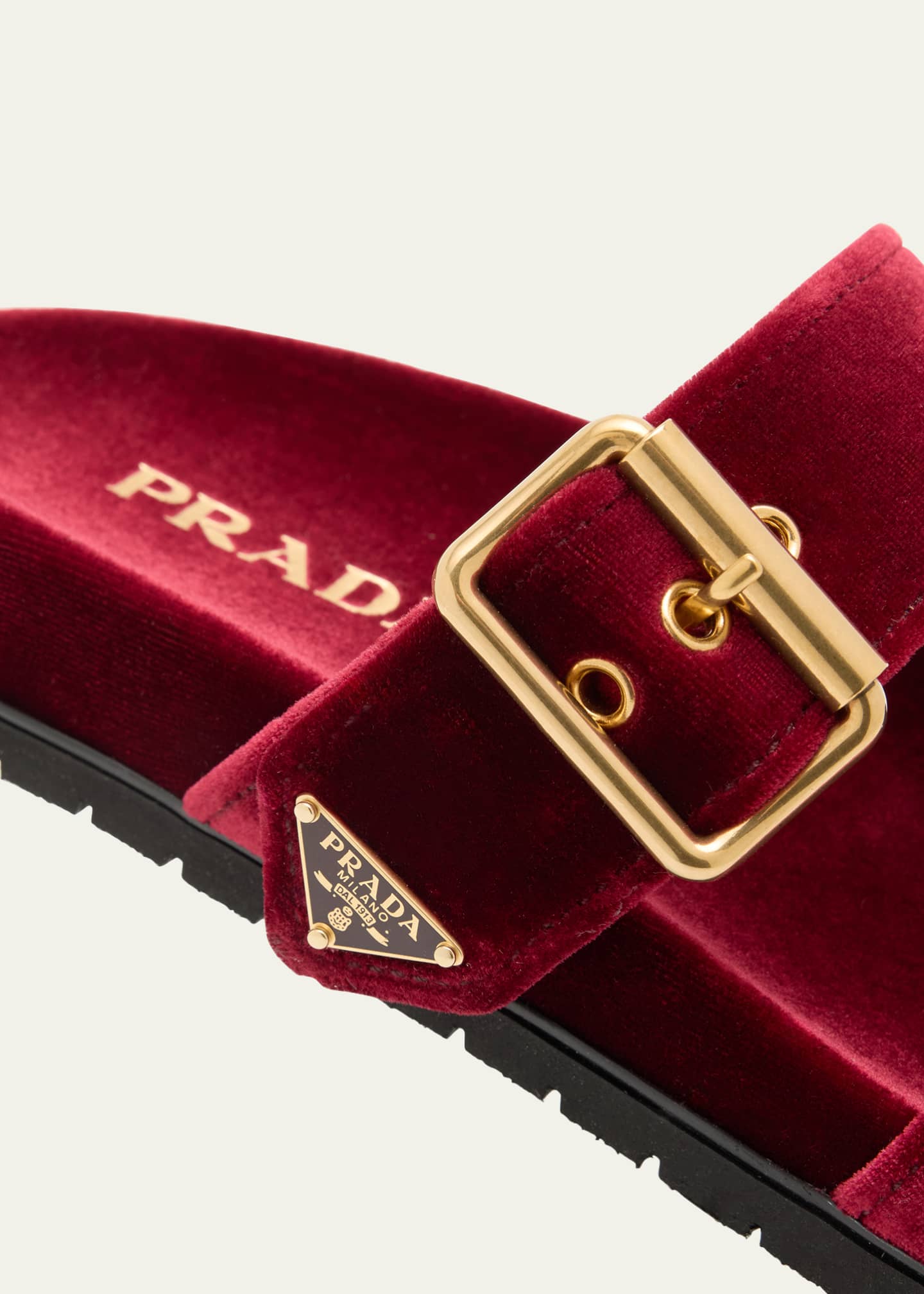 Prada Velvet Dual-Band Flat Sandals Image 5 of 6