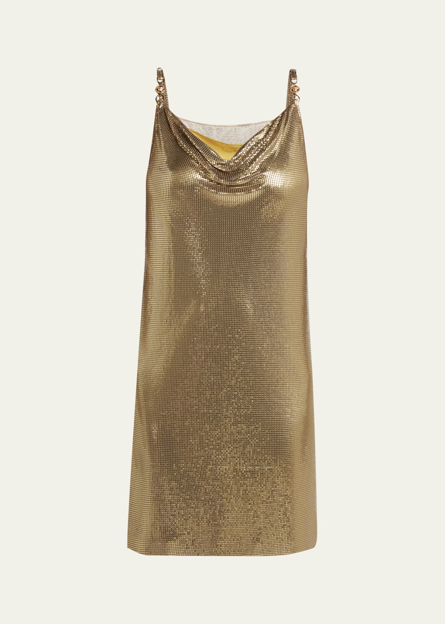 Versace Sleeveless Cowl-Neck Metal Mesh Mini Dress Image 1 of 5