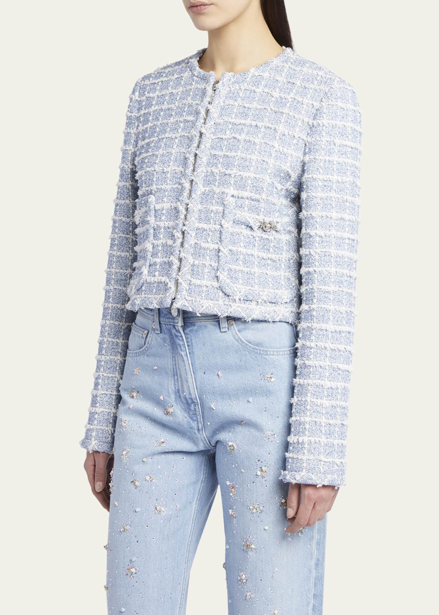 Versace Boucle Windowpane Tweed Jacket Image 4 of 5
