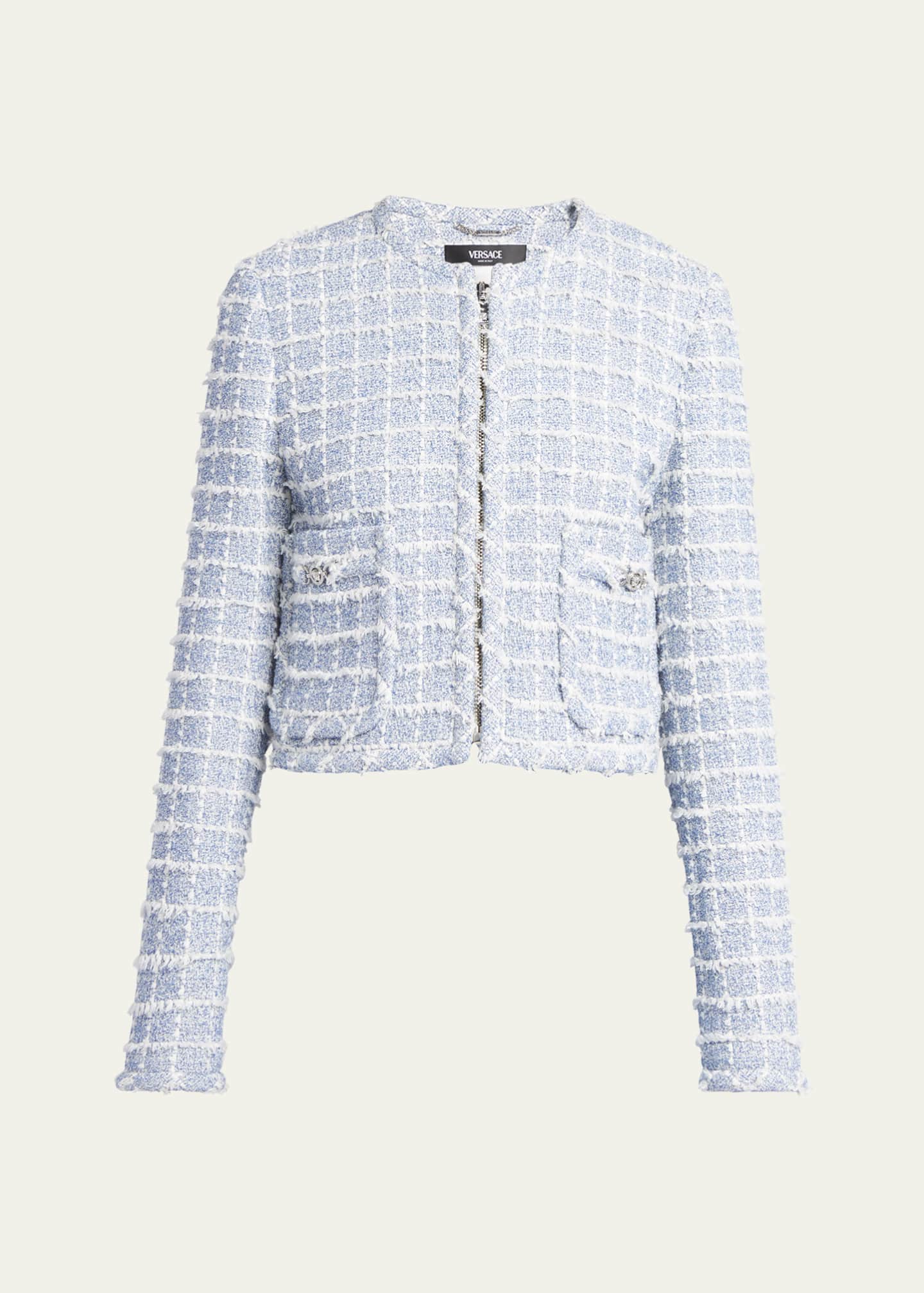 Versace Boucle Windowpane Tweed Jacket Image 1 of 5