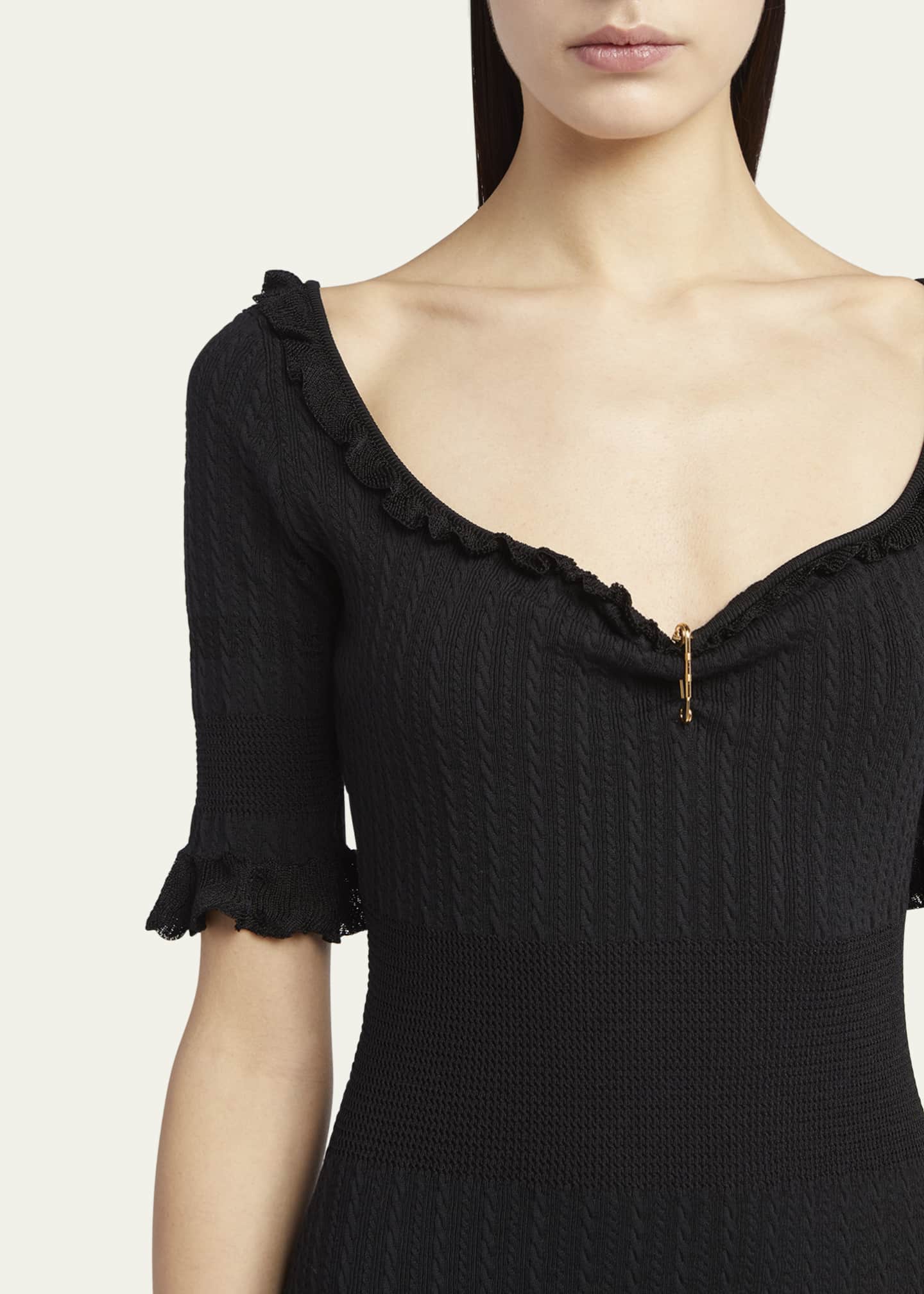 Versace Medusa Pin-Gathered Micro Cable Mini Dress Image 5 of 5