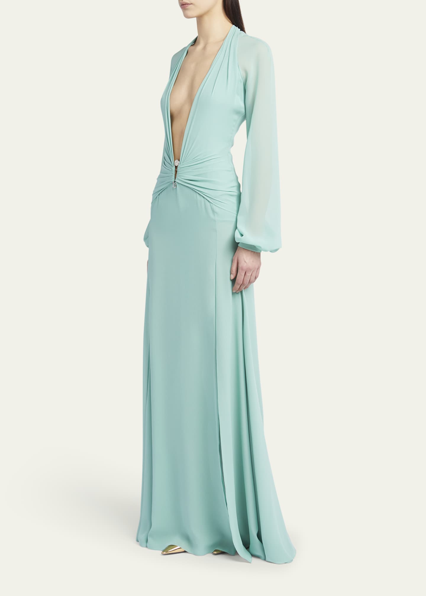 Versace Deep V-Neck Silk Georgette Gown Image 4 of 5