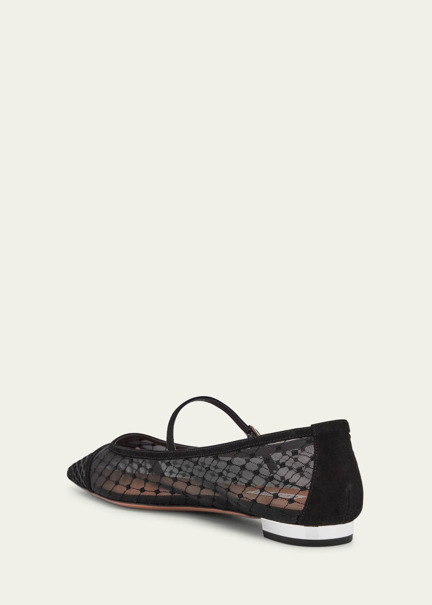 Aquazzura Fishnet Suede Juliette Ballerina Flats Image 4 of 6