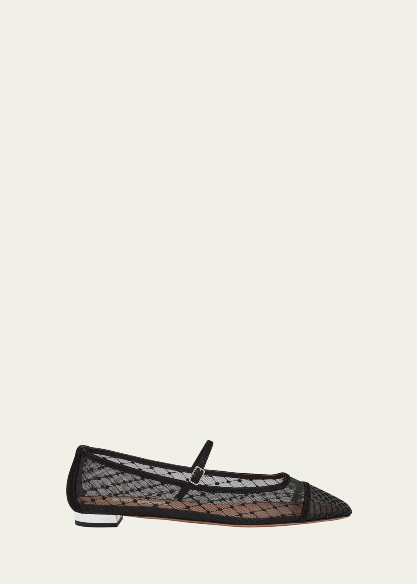 Aquazzura Fishnet Suede Juliette Ballerina Flats Image 1 of 6