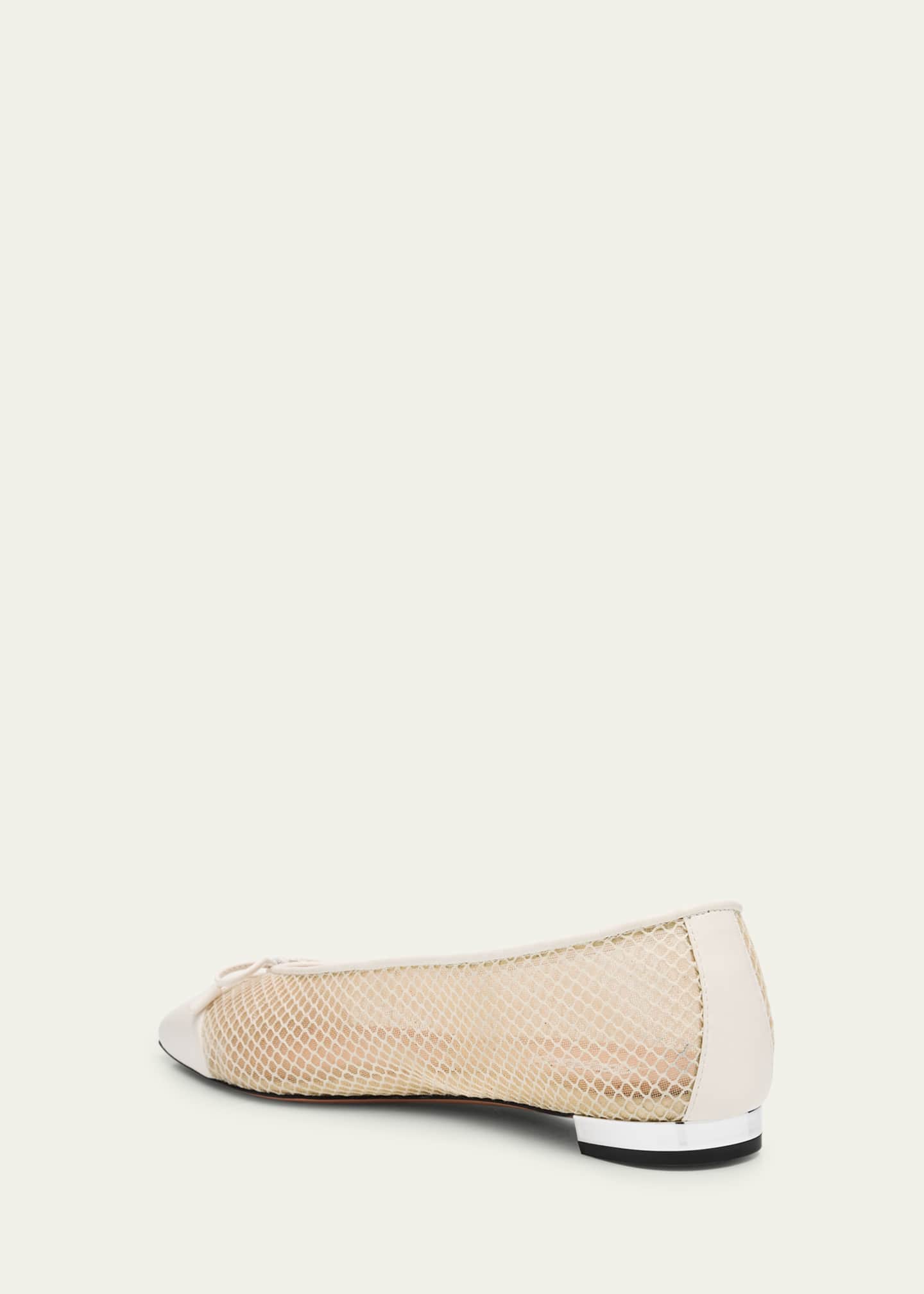 Aquazzura Gioia Mesh Net Cap-Toe Ballerina Flats Image 2 of 4