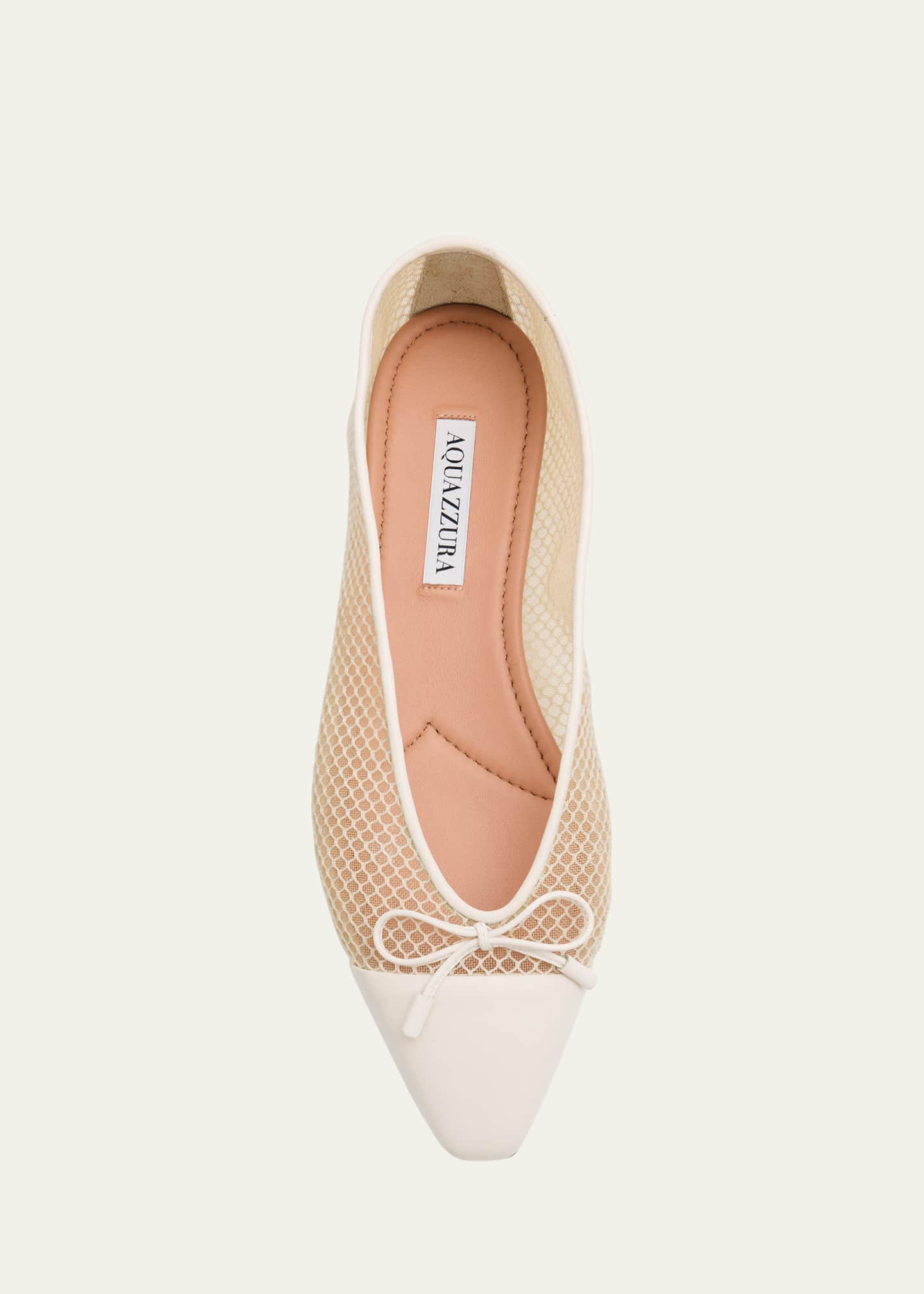 Aquazzura Gioia Mesh Net Cap-Toe Ballerina Flats Image 4 of 4